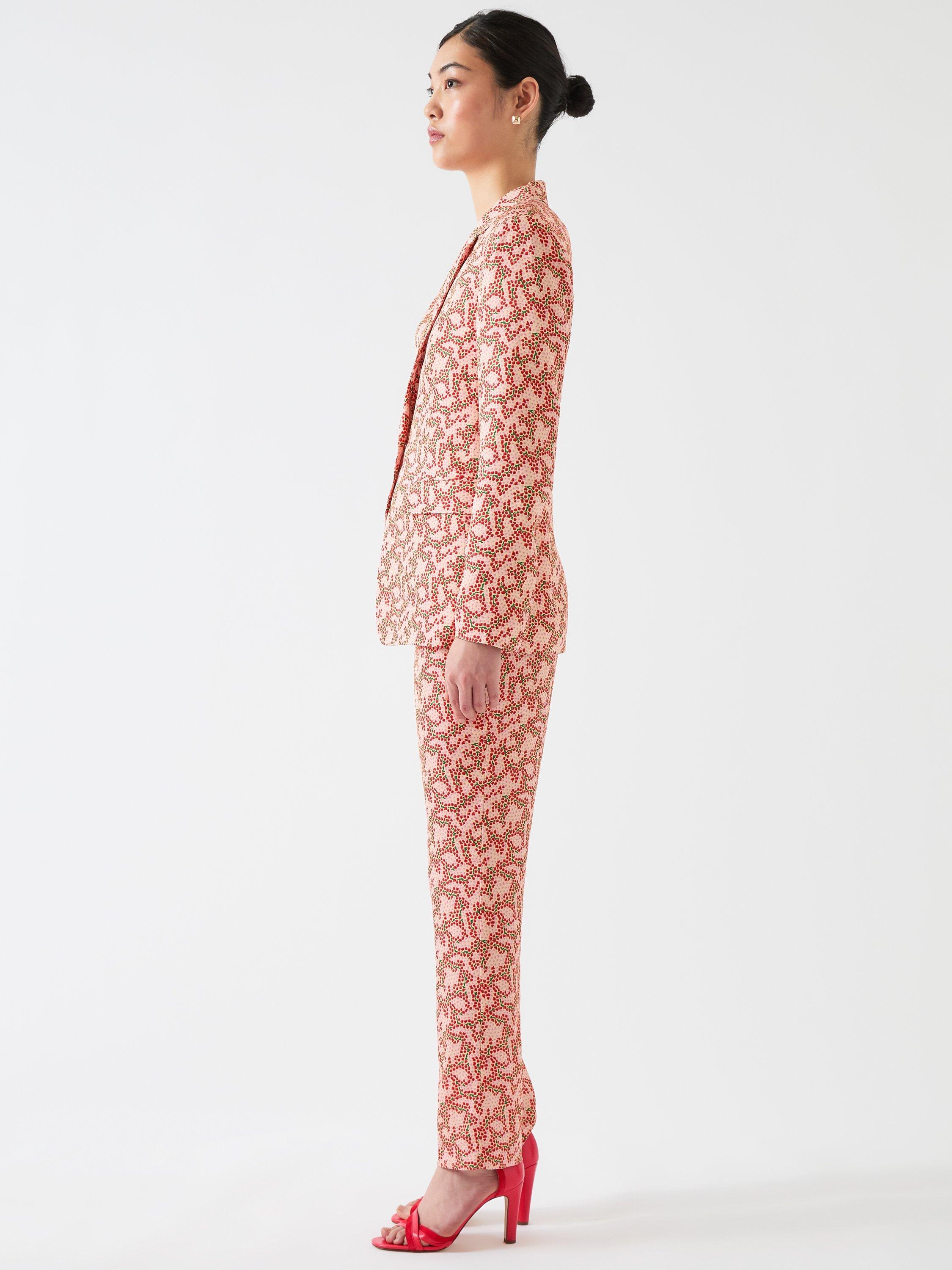 Product image 2 of 6, which shows L.K.Bennett Royal Ascot Rebecca Blossom Print Jacket, Red Strawberry, 6