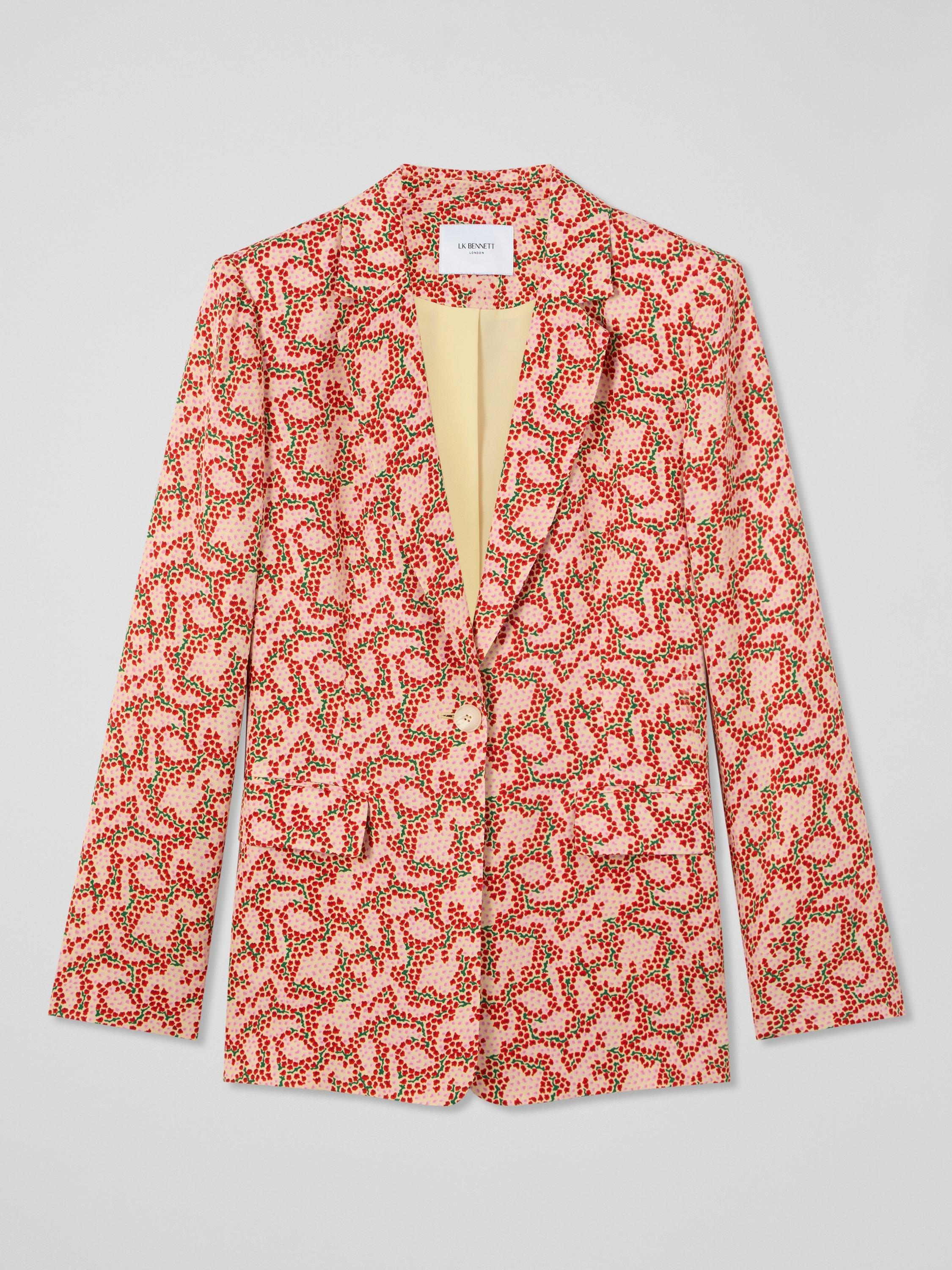 Product image 5 of 6, which shows L.K.Bennett Royal Ascot Rebecca Blossom Print Jacket, Red Strawberry, 6