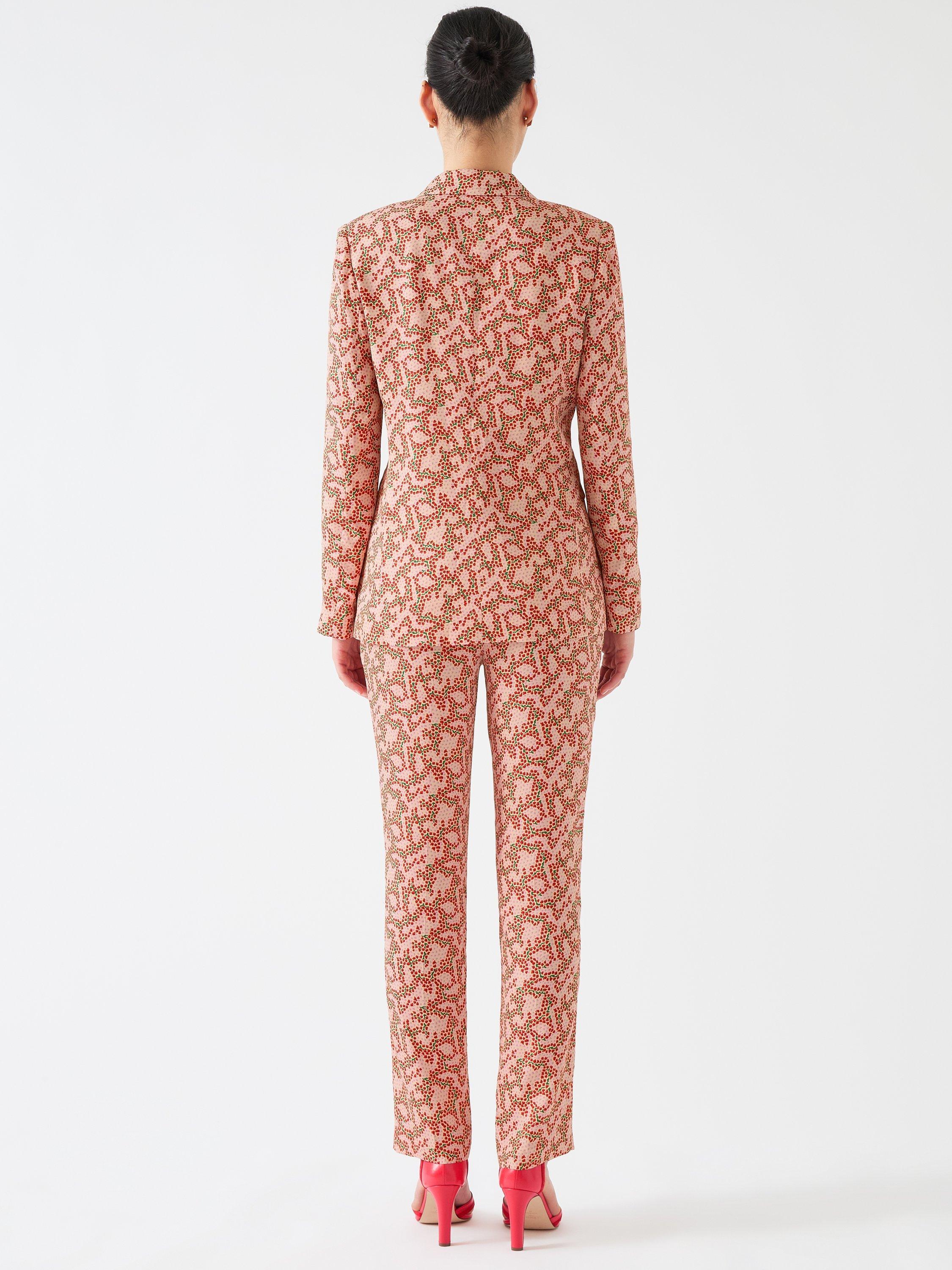 Product image 6 of 6, which shows L.K.Bennett Royal Ascot Rebecca Blossom Print Jacket, Red Strawberry, 6