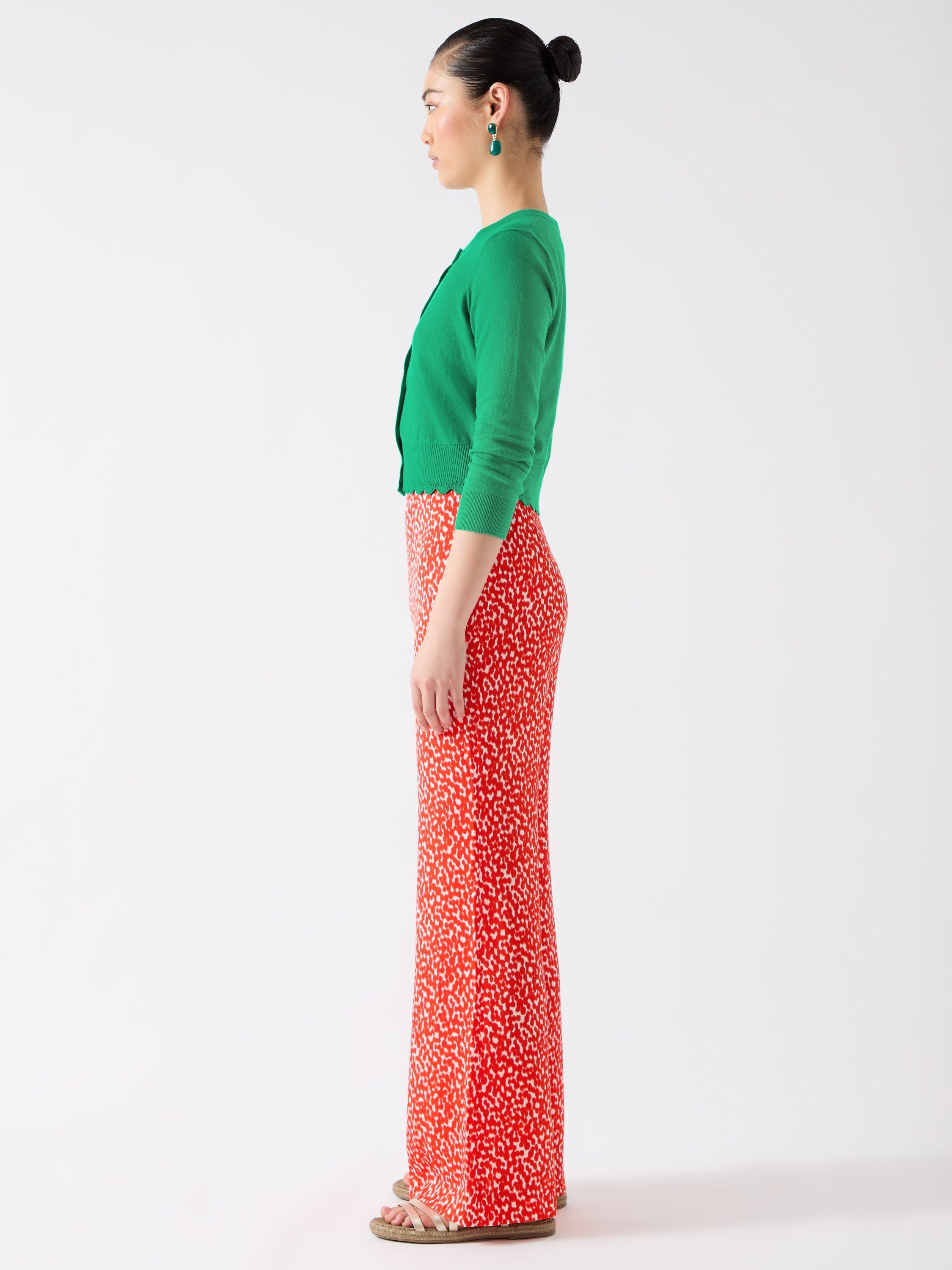 Product image 2 of 5, which shows L.K.Bennett Vanessa Scallop Edge Cardigan, Bright Green, XS