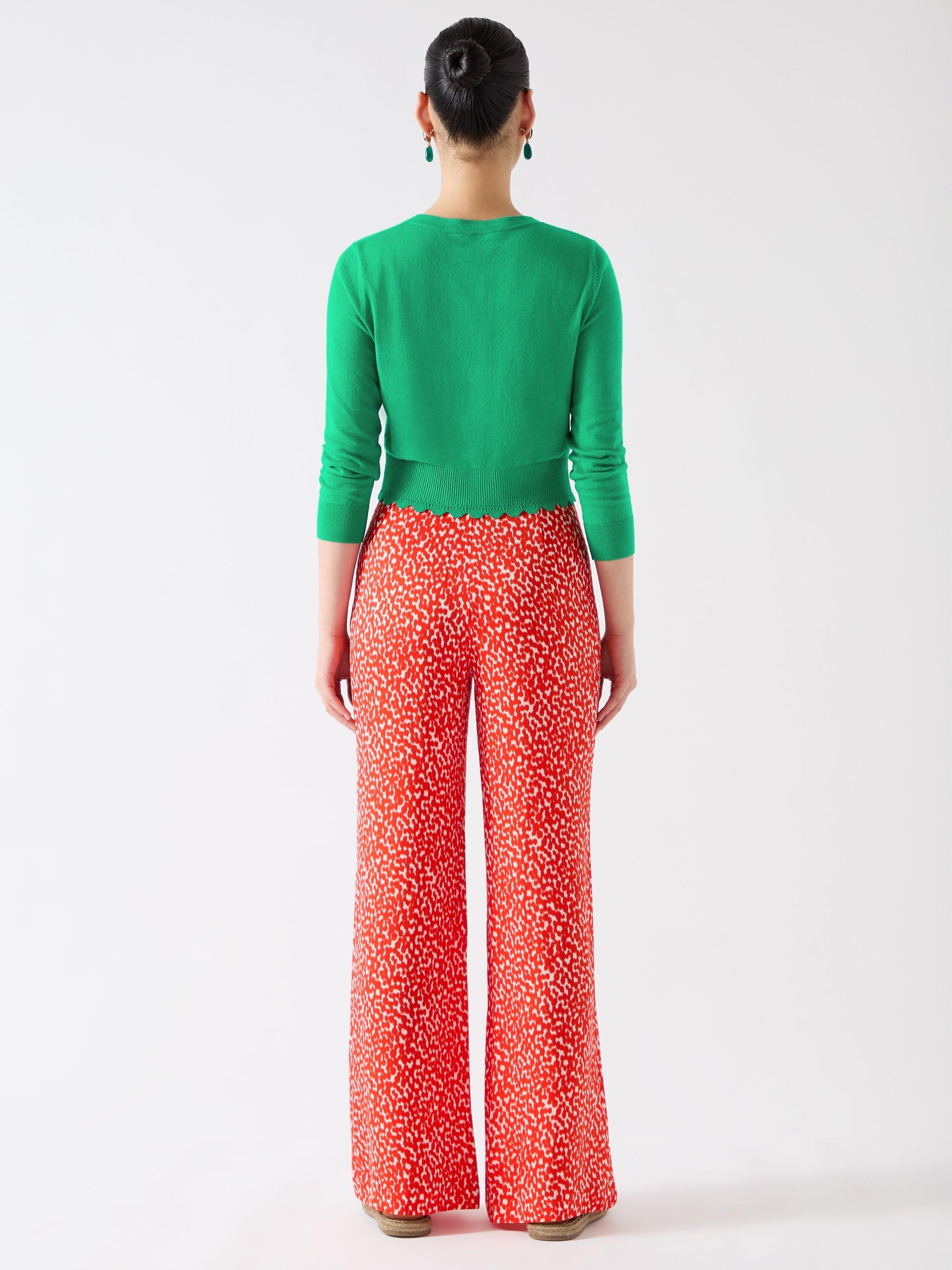 Product image 3 of 5, which shows L.K.Bennett Vanessa Scallop Edge Cardigan, Bright Green, XS
