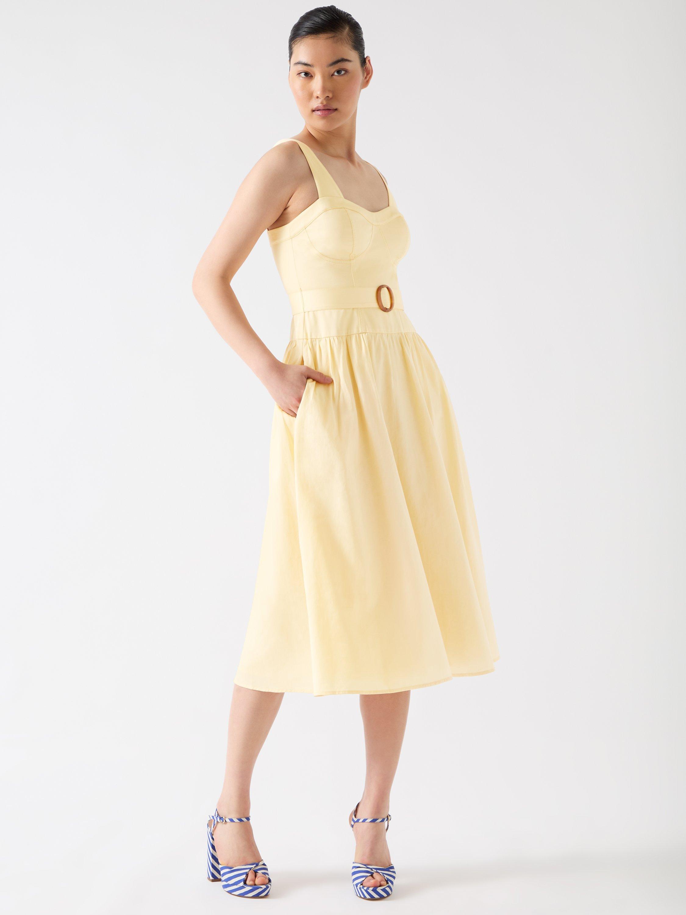Product image 1 of 5, which shows L.K.Bennett Alessia Bustier Dress, Buttermilk Yellow, 8