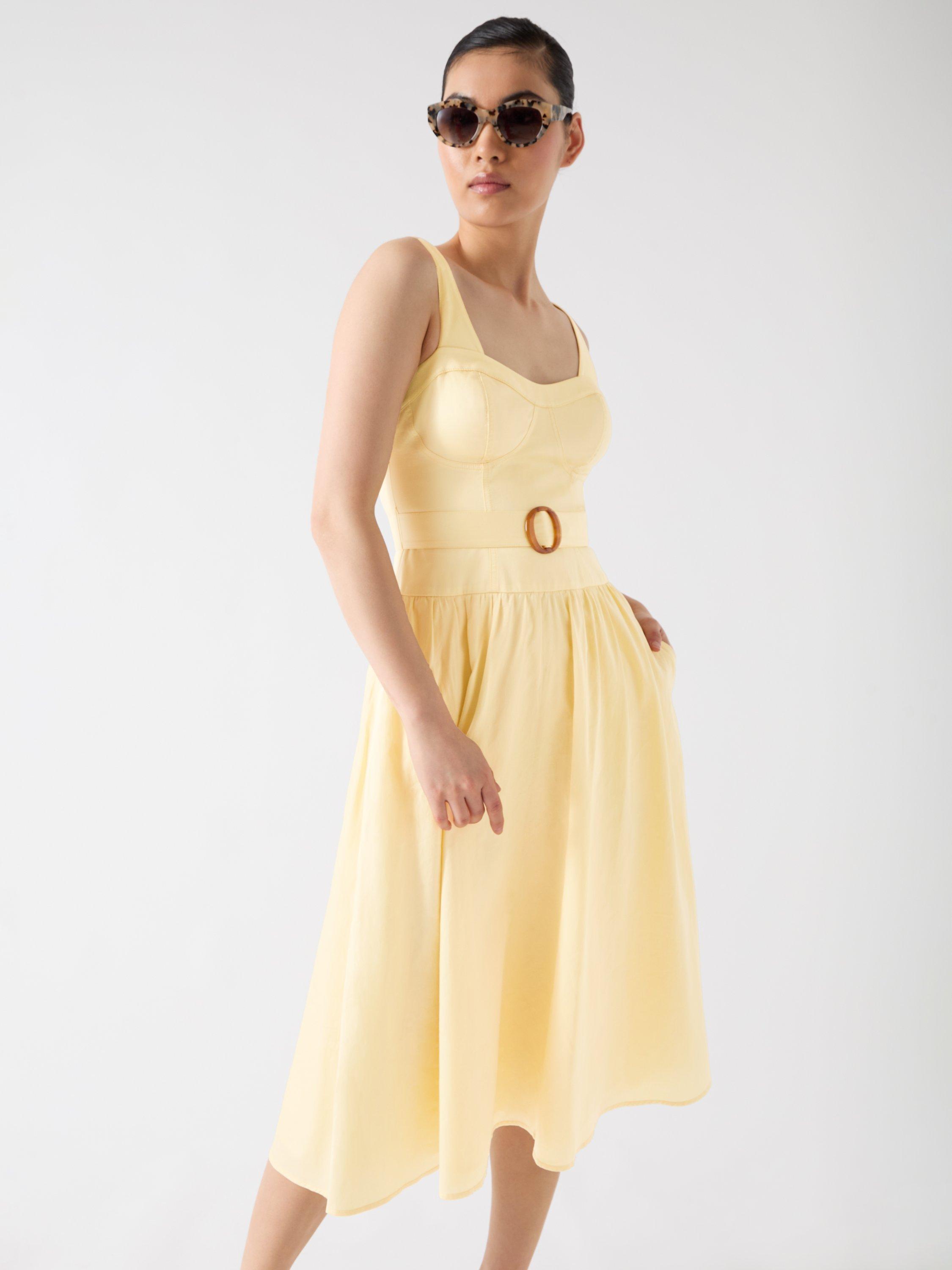 Product image 4 of 5, which shows L.K.Bennett Alessia Bustier Dress, Buttermilk Yellow, 8