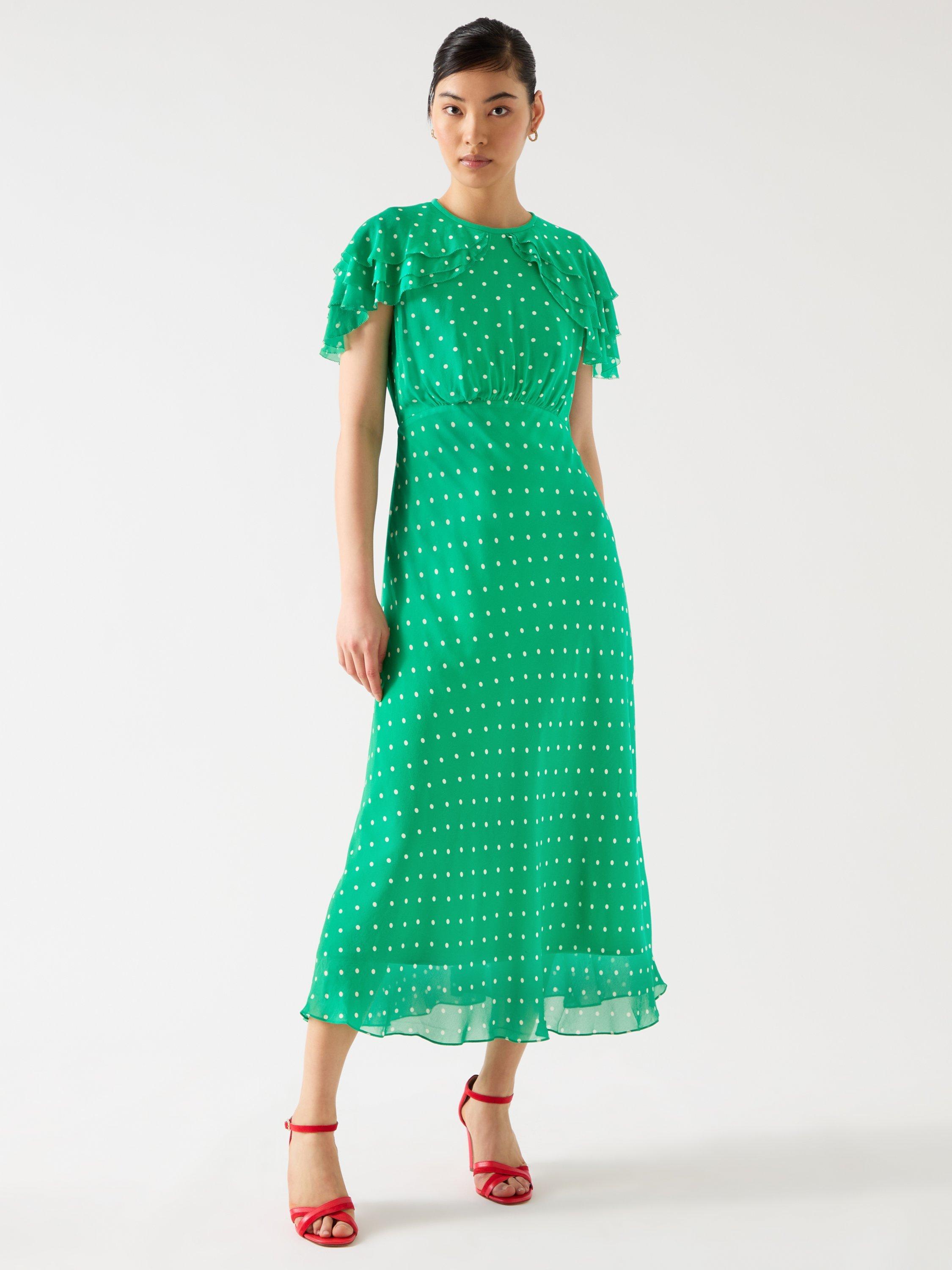 Product image 1 of 6, which shows L.K.Bennett Ellen Dress, Bright Green/White, 6