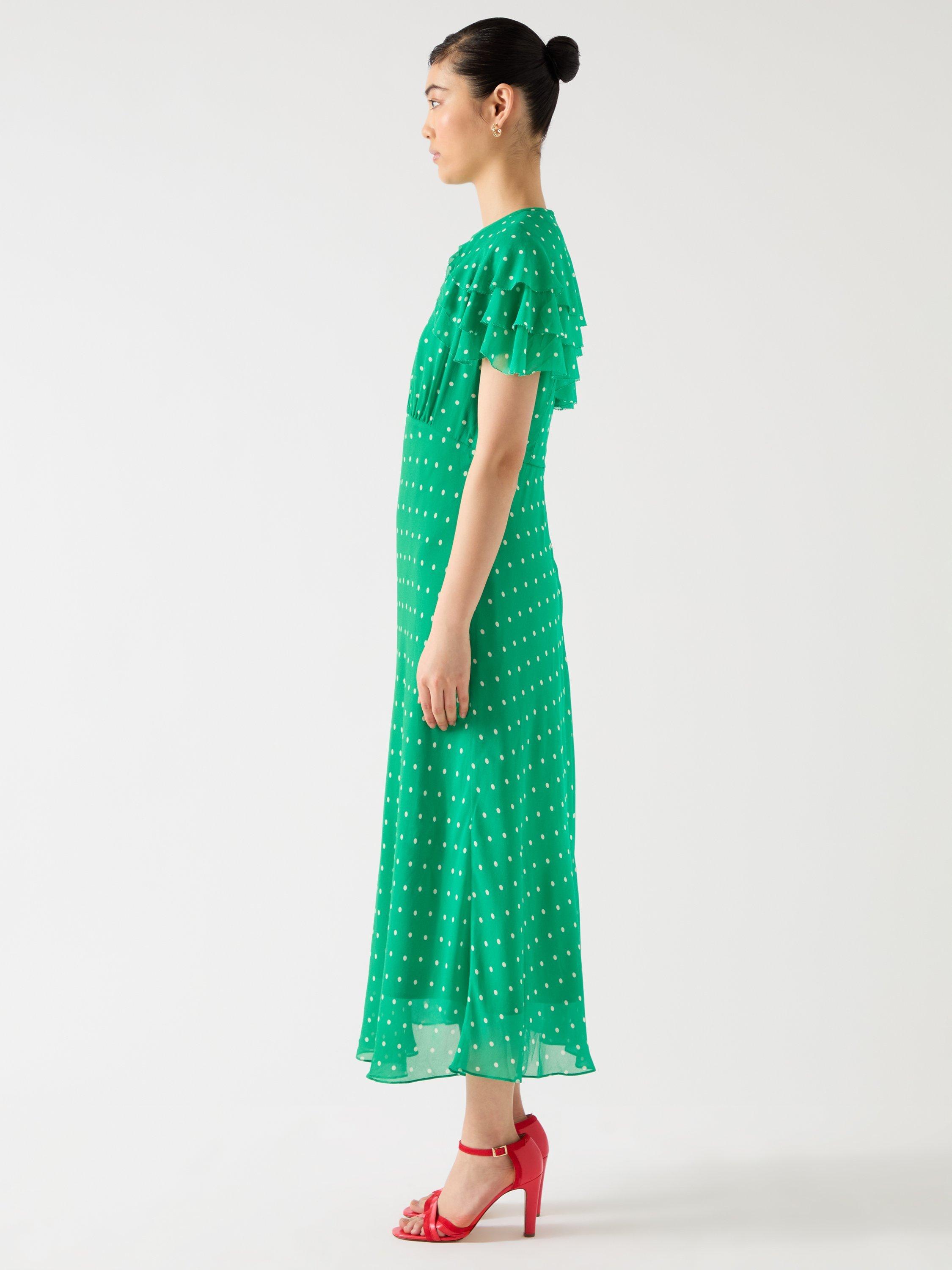 Product image 2 of 6, which shows L.K.Bennett Ellen Dress, Bright Green/White, 6