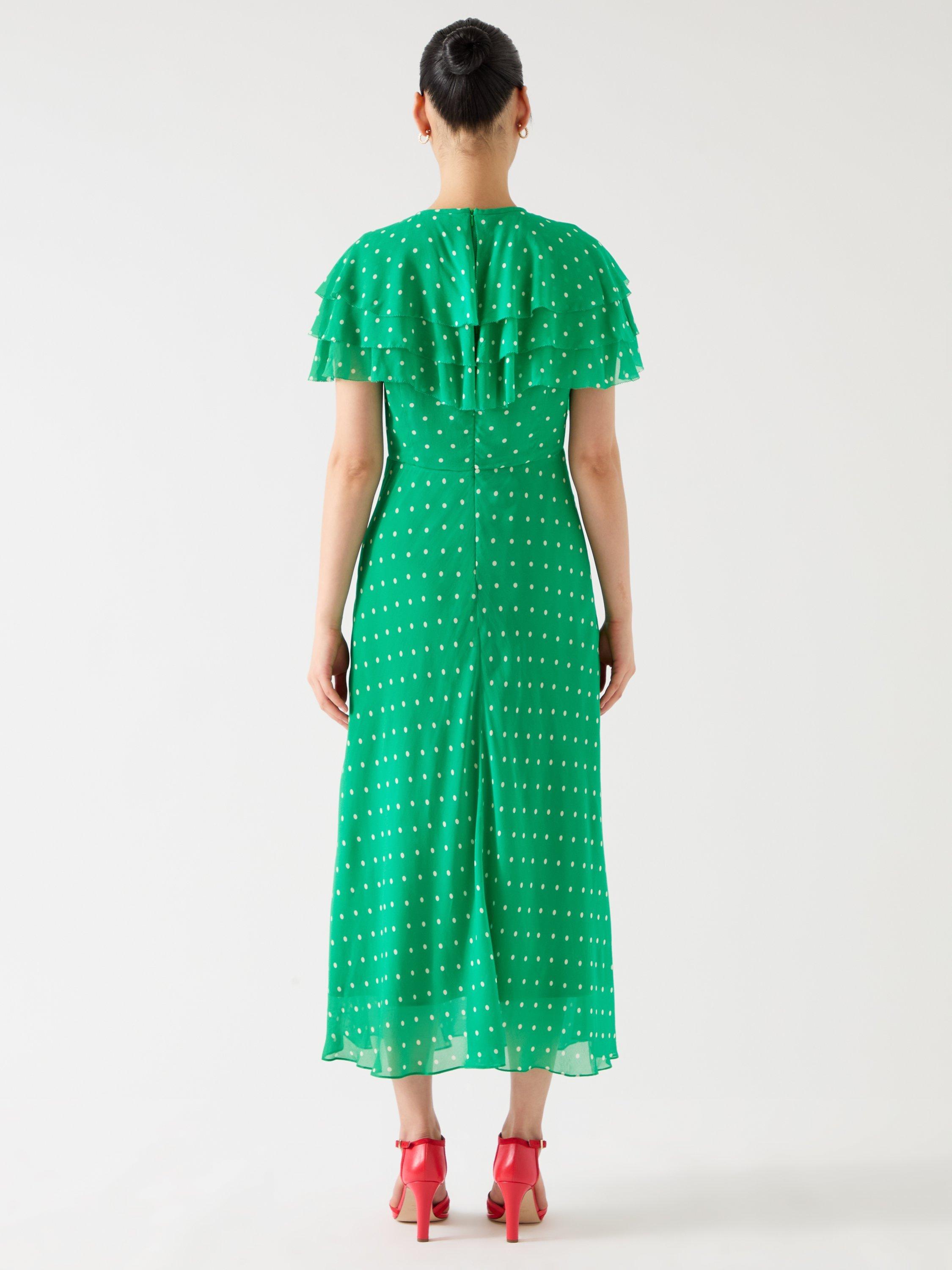 Product image 3 of 6, which shows L.K.Bennett Ellen Dress, Bright Green/White, 6