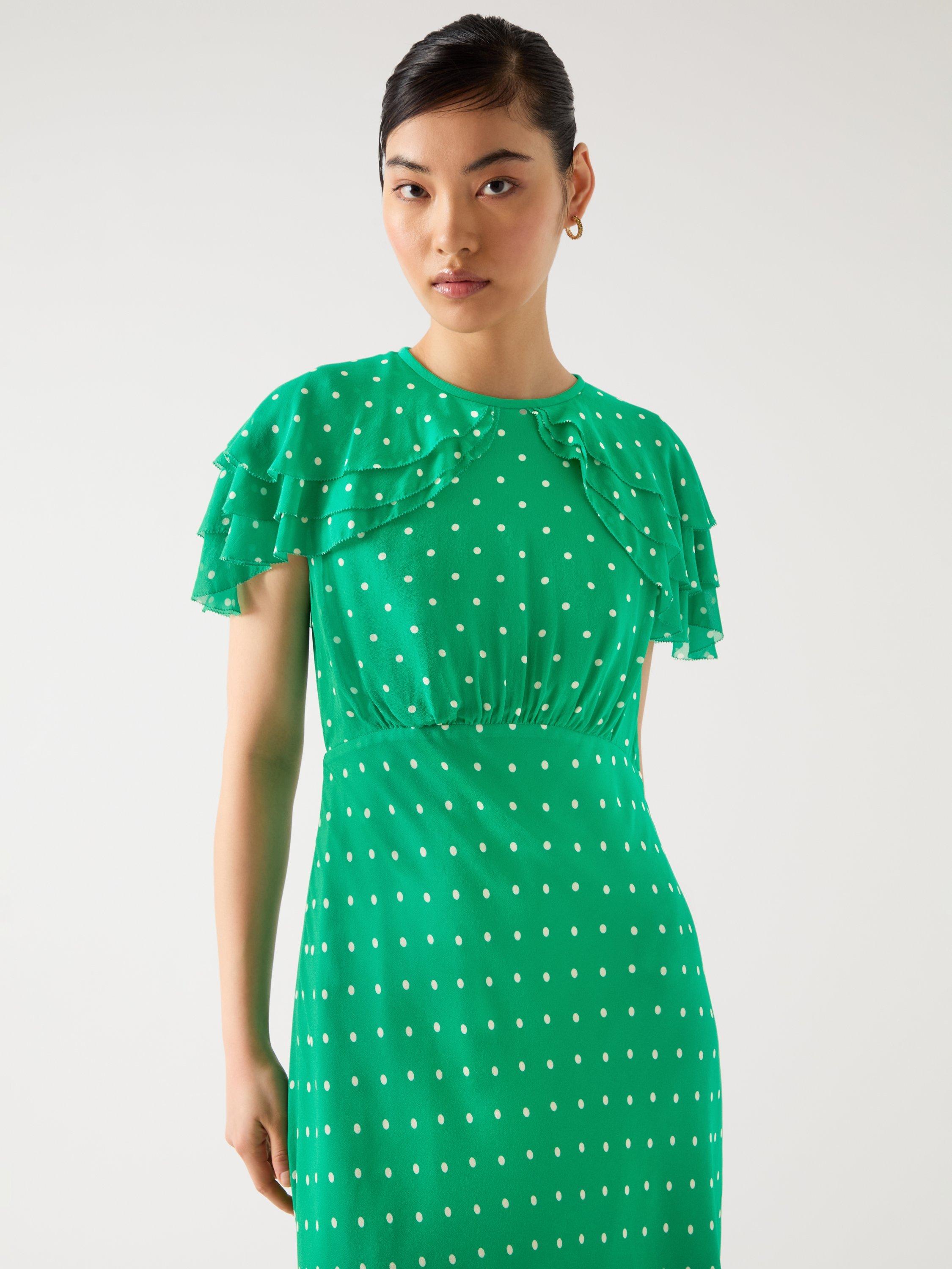Product image 4 of 6, which shows L.K.Bennett Ellen Dress, Bright Green/White, 6