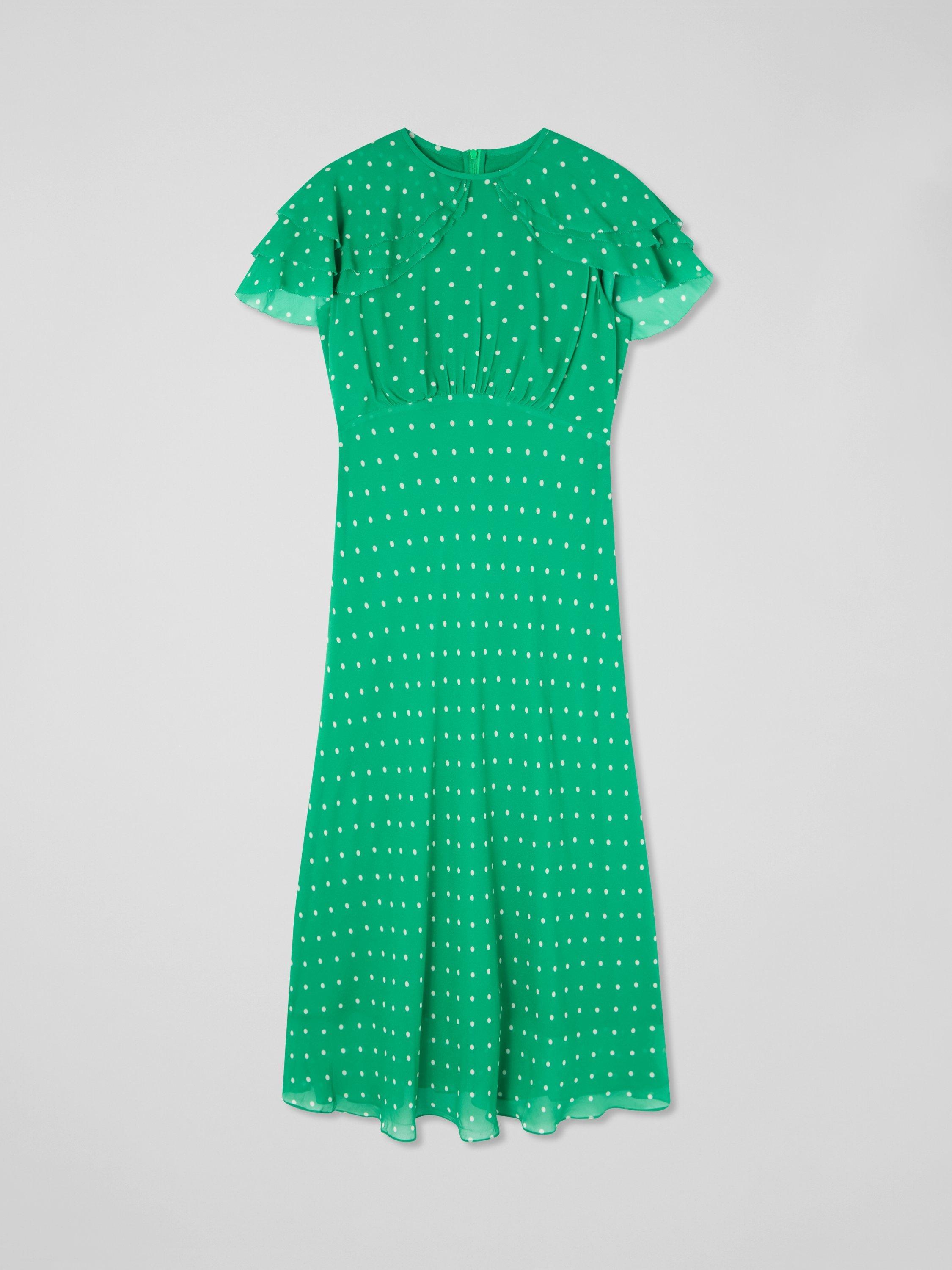 Product image 6 of 6, which shows L.K.Bennett Ellen Dress, Bright Green/White, 6