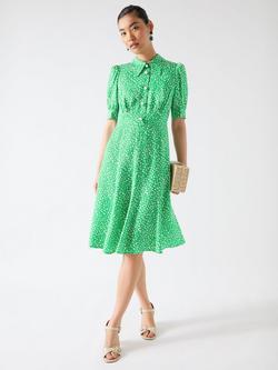 L.K.Bennett Esme Ikat Spot Print Dress, Green/Cream, Green/Cream