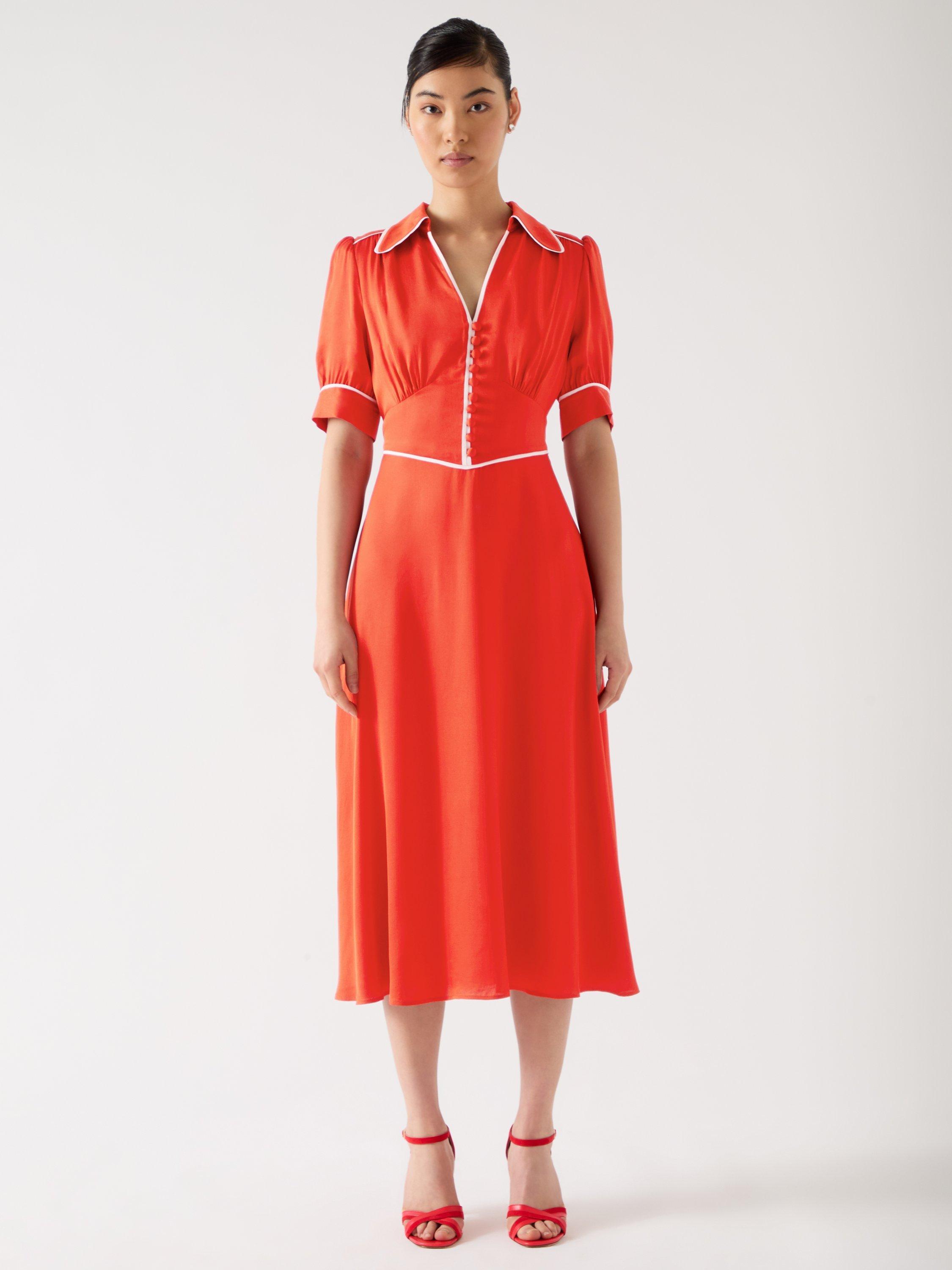 Product image 1 of 5, which shows L.K.Bennett Royal Ascot Lou Midi Dress, Red, 12
