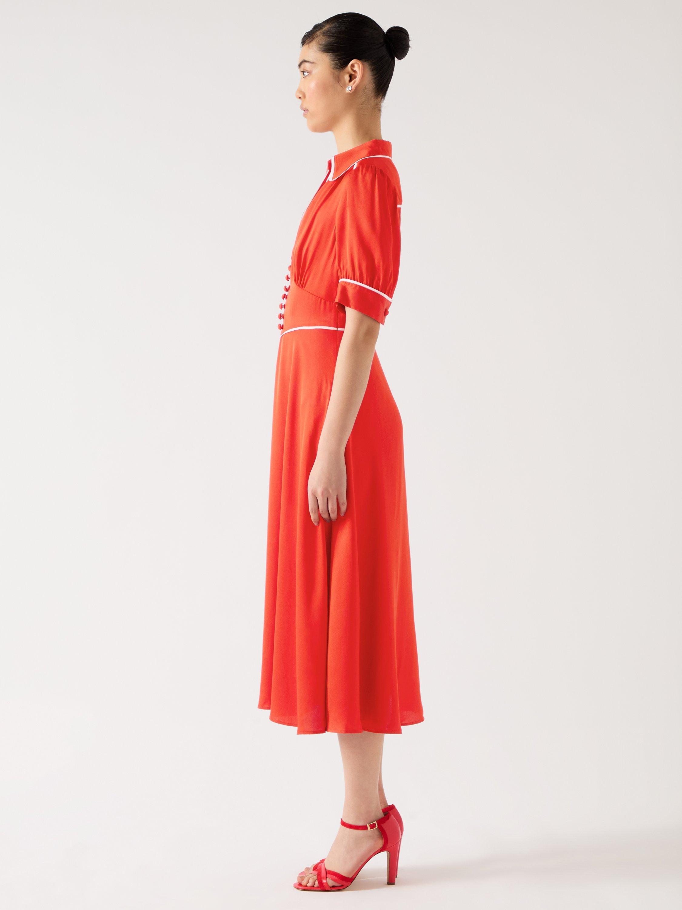 Product image 2 of 5, which shows L.K.Bennett Royal Ascot Lou Midi Dress, Red, 12