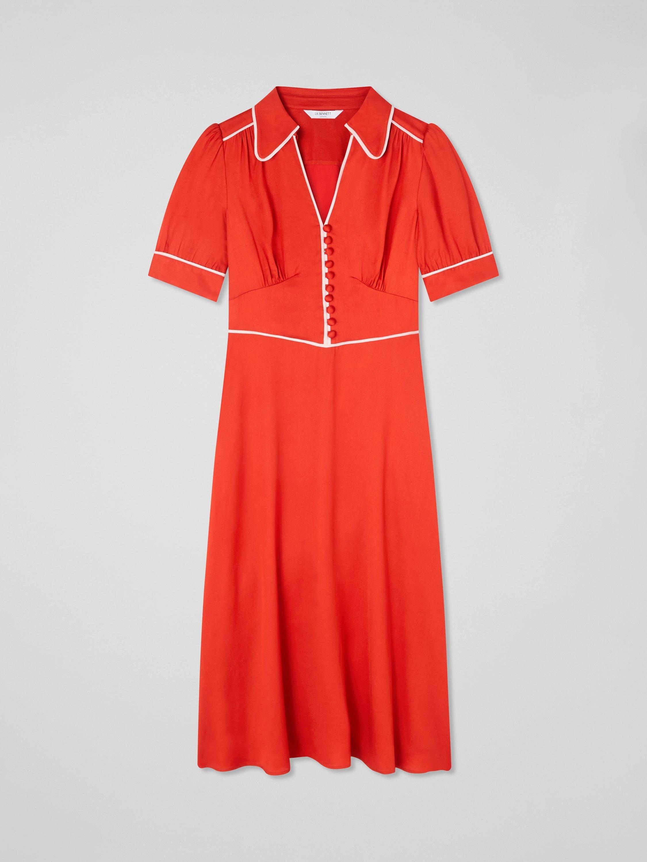 Product image 5 of 5, which shows L.K.Bennett Royal Ascot Lou Midi Dress, Red, 12