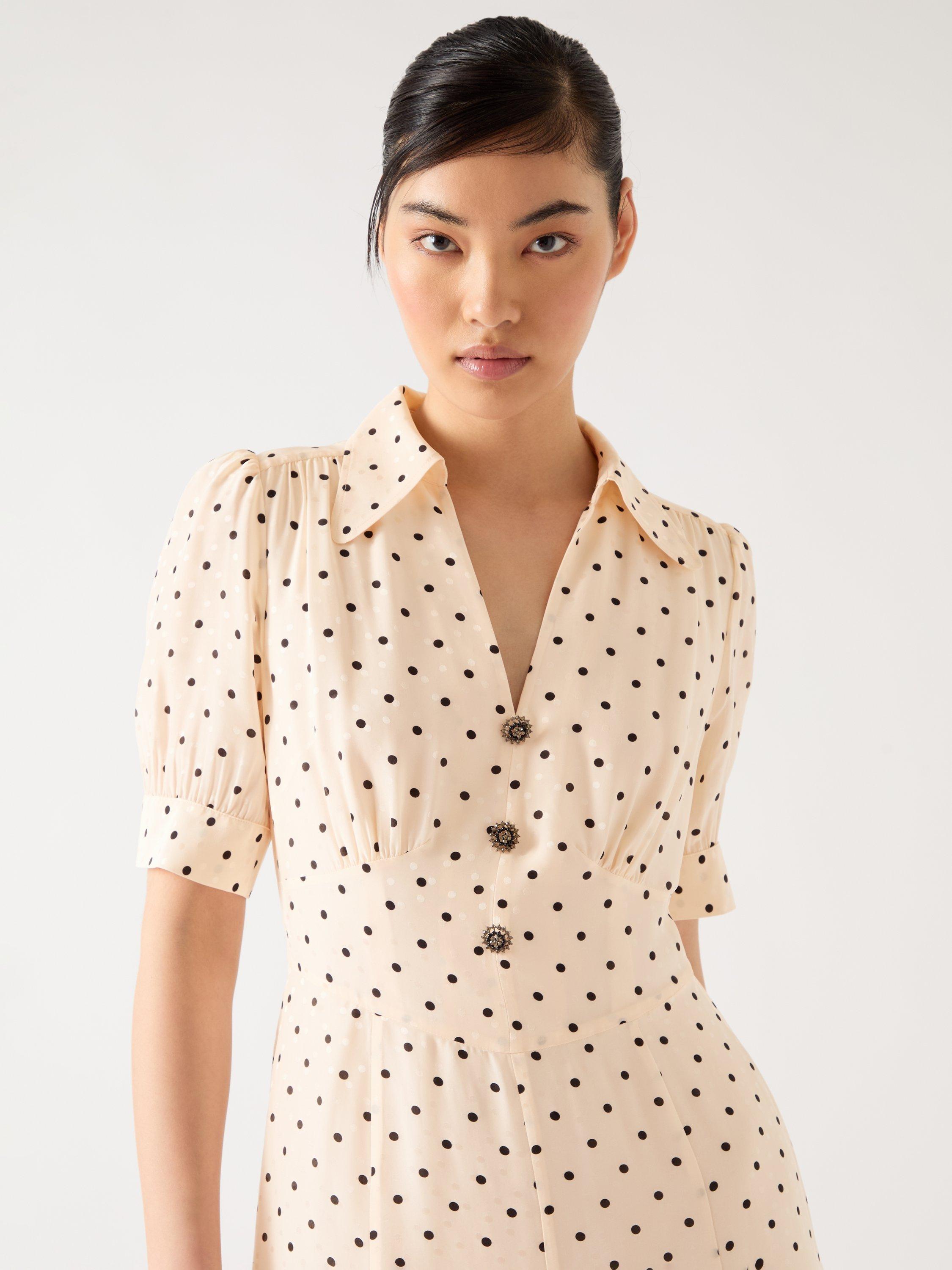 Product image 2 of 6, which shows L.K.Bennett Royal Ascot Sophie Polka Dot Dress, Cream, 10