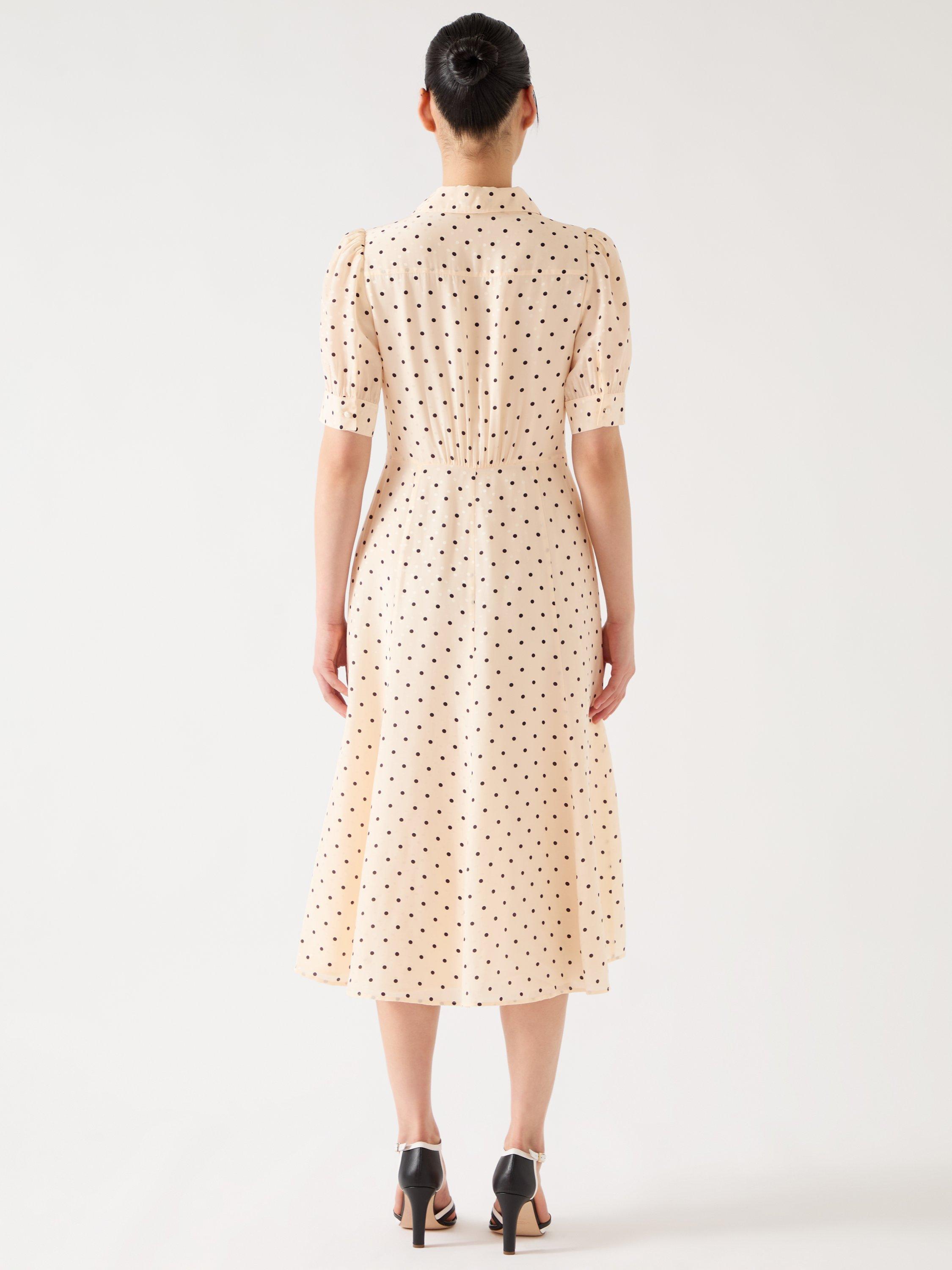 Product image 3 of 6, which shows L.K.Bennett Royal Ascot Sophie Polka Dot Dress, Cream, 10