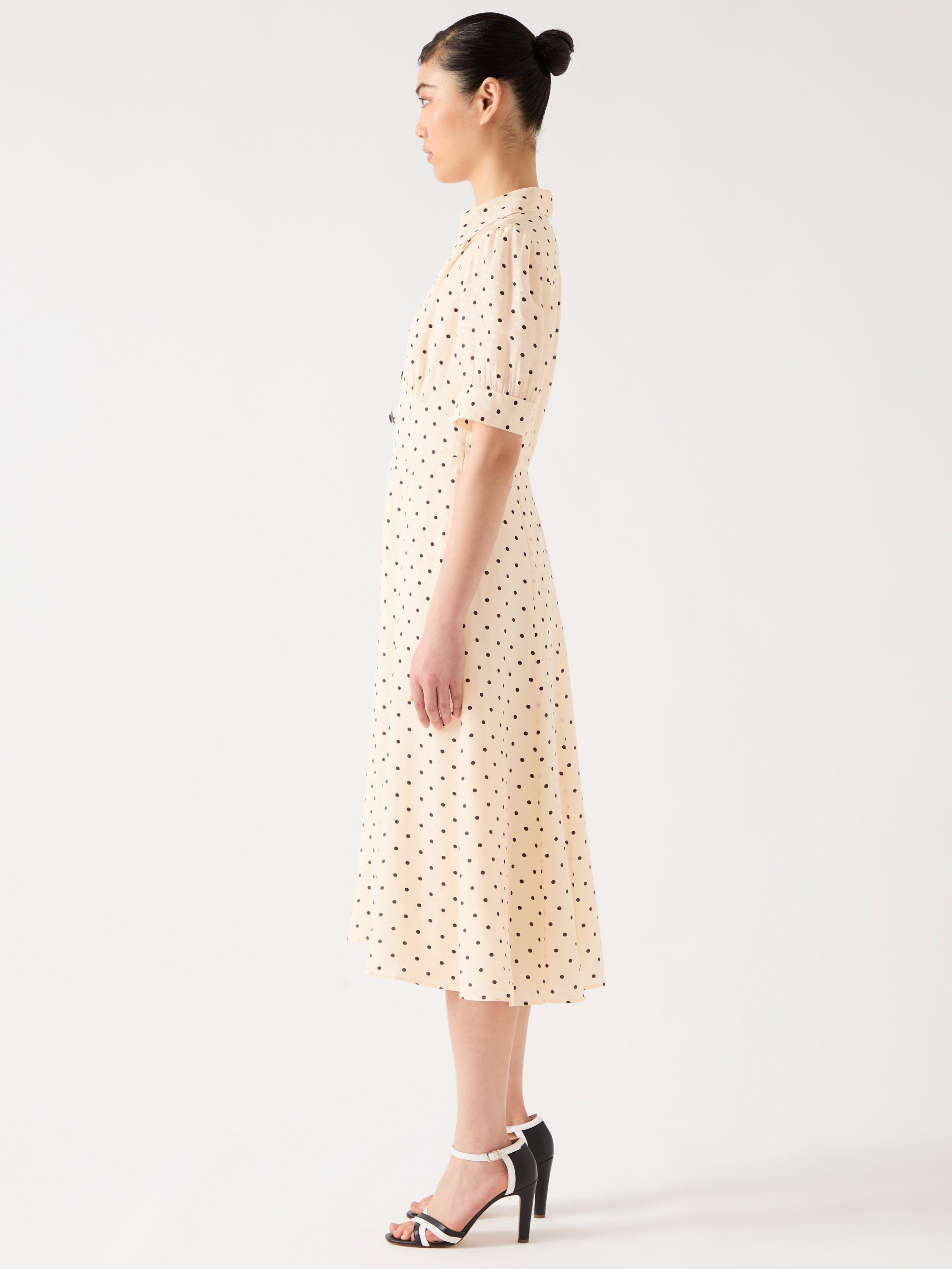 Product image 5 of 6, which shows L.K.Bennett Royal Ascot Sophie Polka Dot Dress, Cream, 10