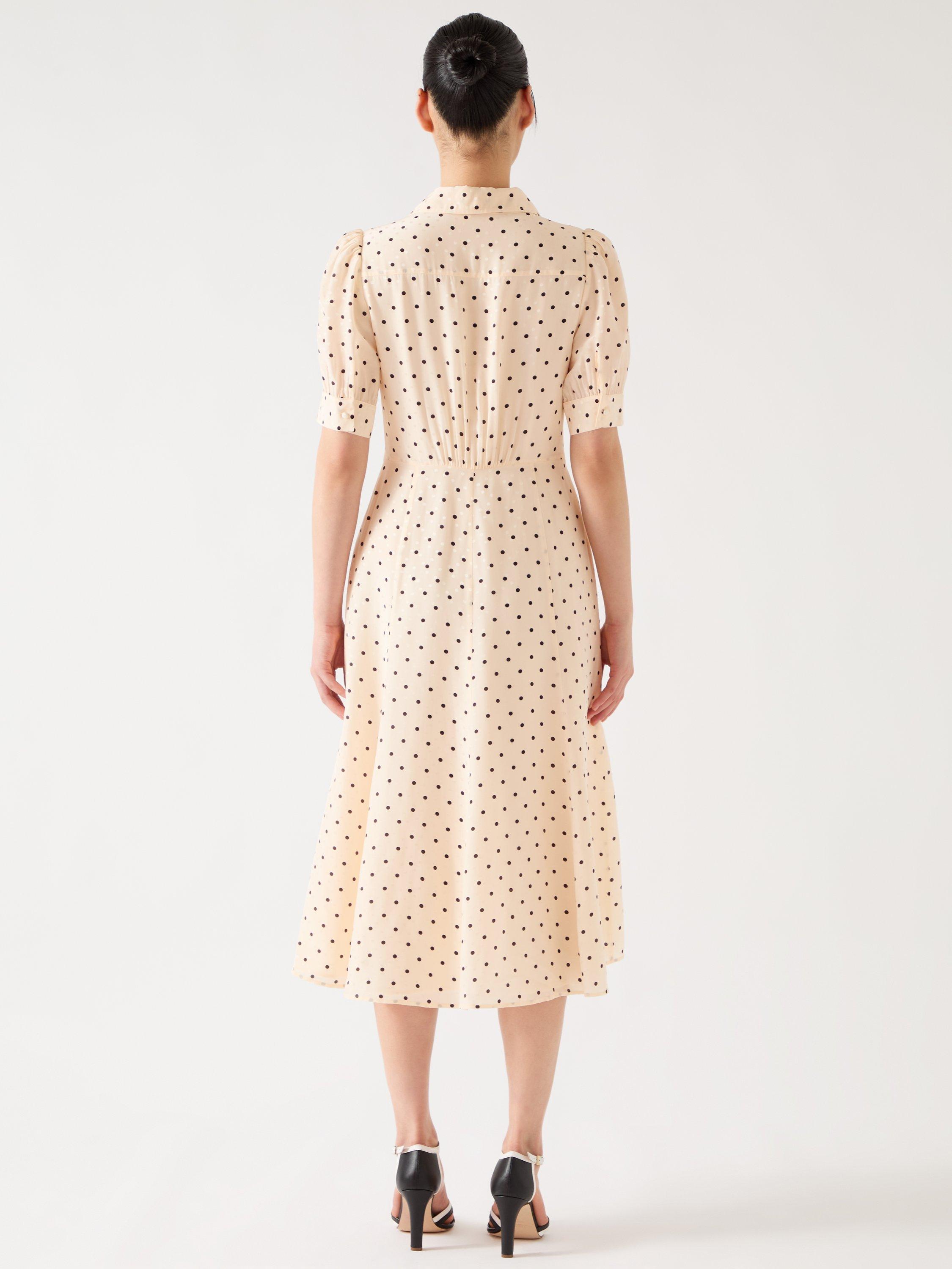 Product image 6 of 6, which shows L.K.Bennett Royal Ascot Sophie Polka Dot Dress, Cream, 10