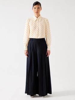 L.K.Bennett Sonya Silk Blend Shirt, Cream/Multi, Cream/Multi