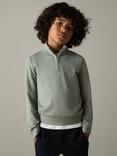 Reiss Kids' Blackhall Wool Half Zip Jumper, Herb Green