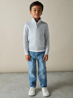 Reiss Kids' Blackhall Wool Half Zip Jumper - view 2, Iced Blue