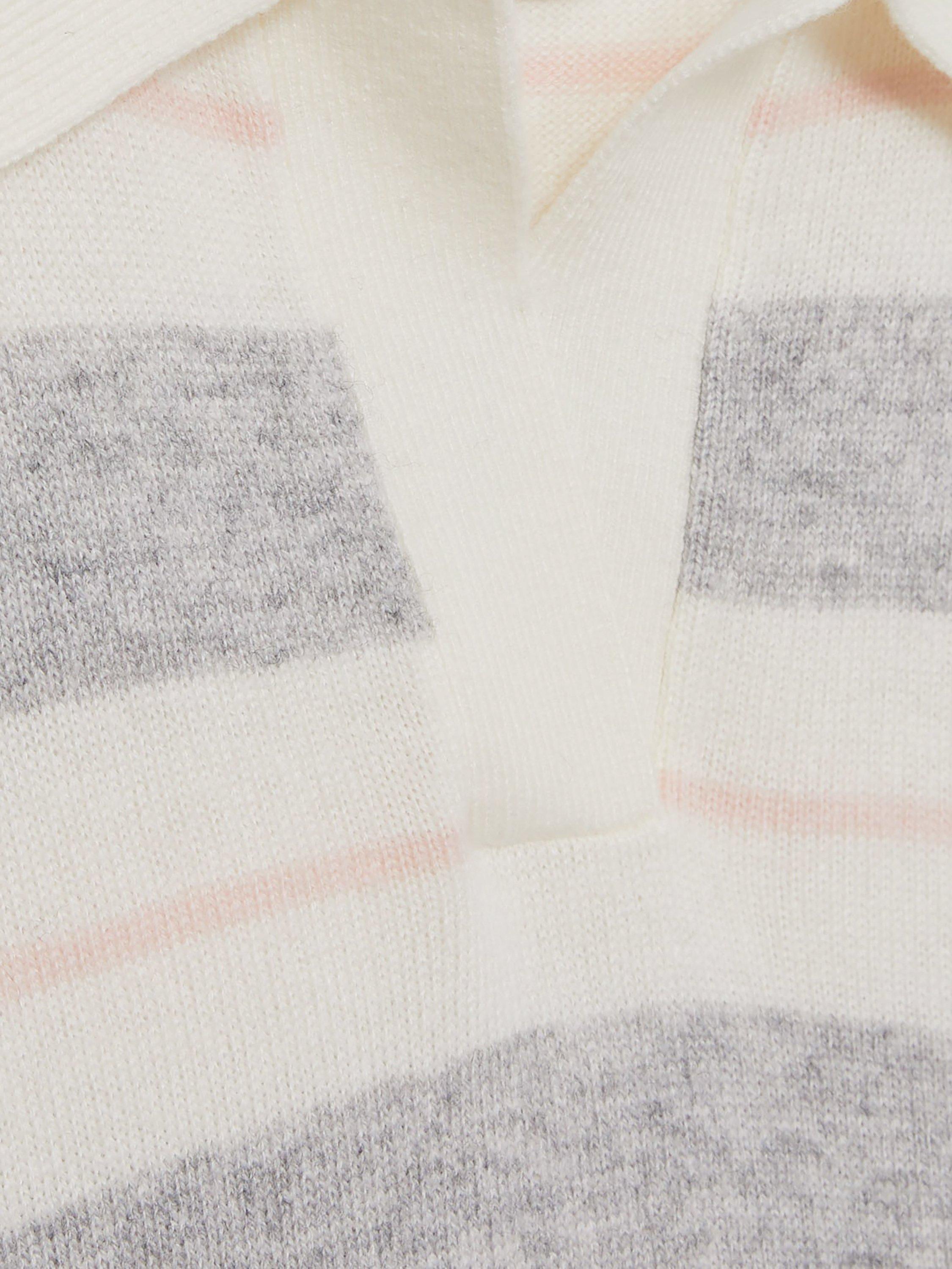 Product image 4 of 4, which shows Reiss Kids' Eden Stripe Wool Cashmere Blend Polo Knit, Grey, 4-5 years