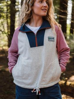 Passenger Jazz Organic Cotton Colour Block Smock Sweatshirt, Grey Marl, Grey Marl