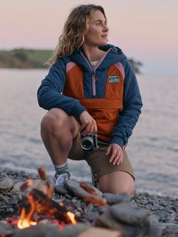 Passenger Ocean Insulated Colour Block Half Zip Jacket - view 2, Denim/Orange