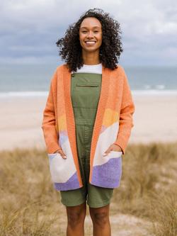 Passenger Scenic Recycled Longline Cardigan, Sunrise Orange, Sunrise Orange