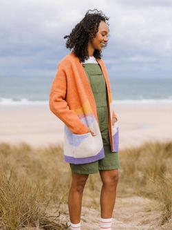 Passenger Scenic Recycled Longline Cardigan, Sunrise Orange - view 2, Sunrise Orange