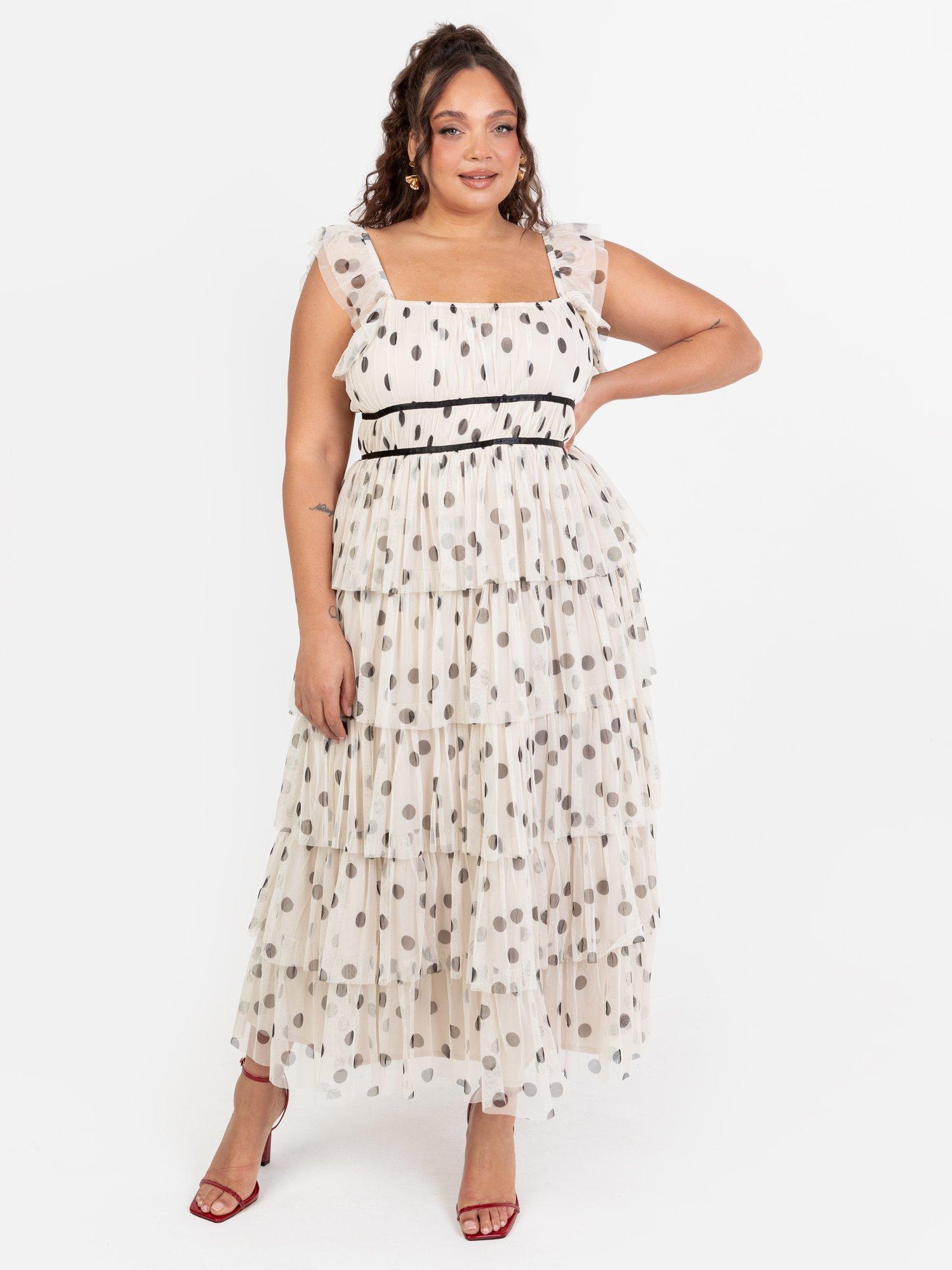 Product image 5 of 6, which shows Anaya With Love Polka Dot Tiered Midaxi Dress, Cream/Multi, 6