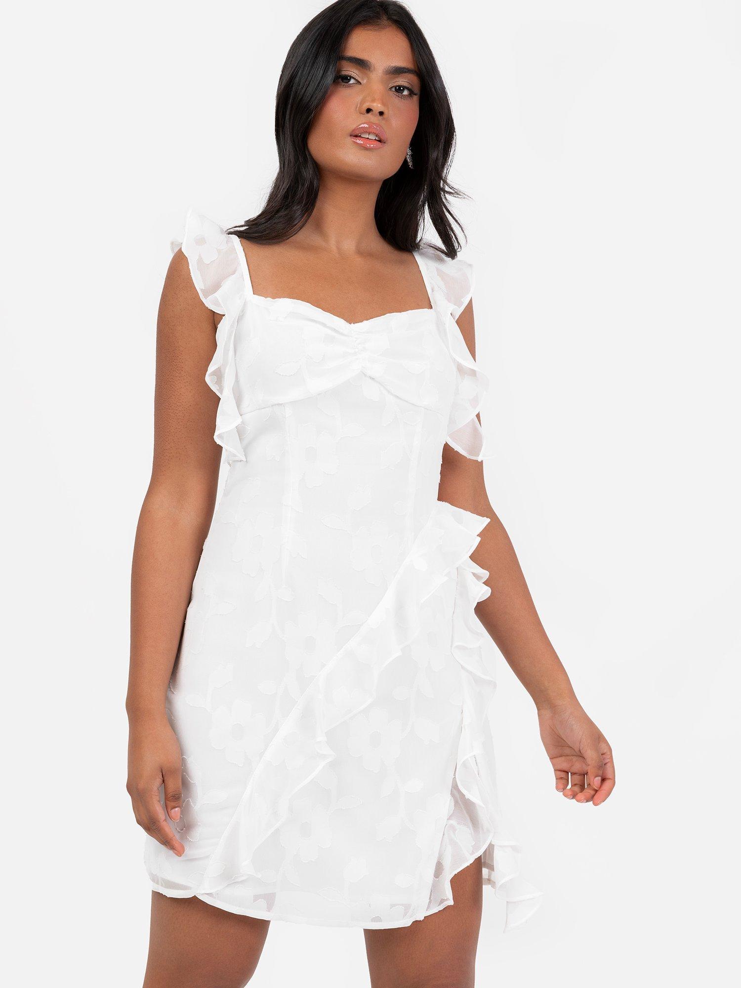 Product image 2 of 6, which shows Anaya With Love Floral Ruffle Cami Mini Dress, White, 6