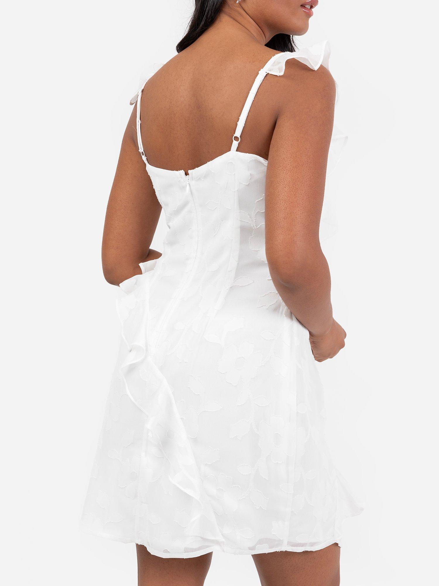 Product image 4 of 6, which shows Anaya With Love Floral Ruffle Cami Mini Dress, White, 6