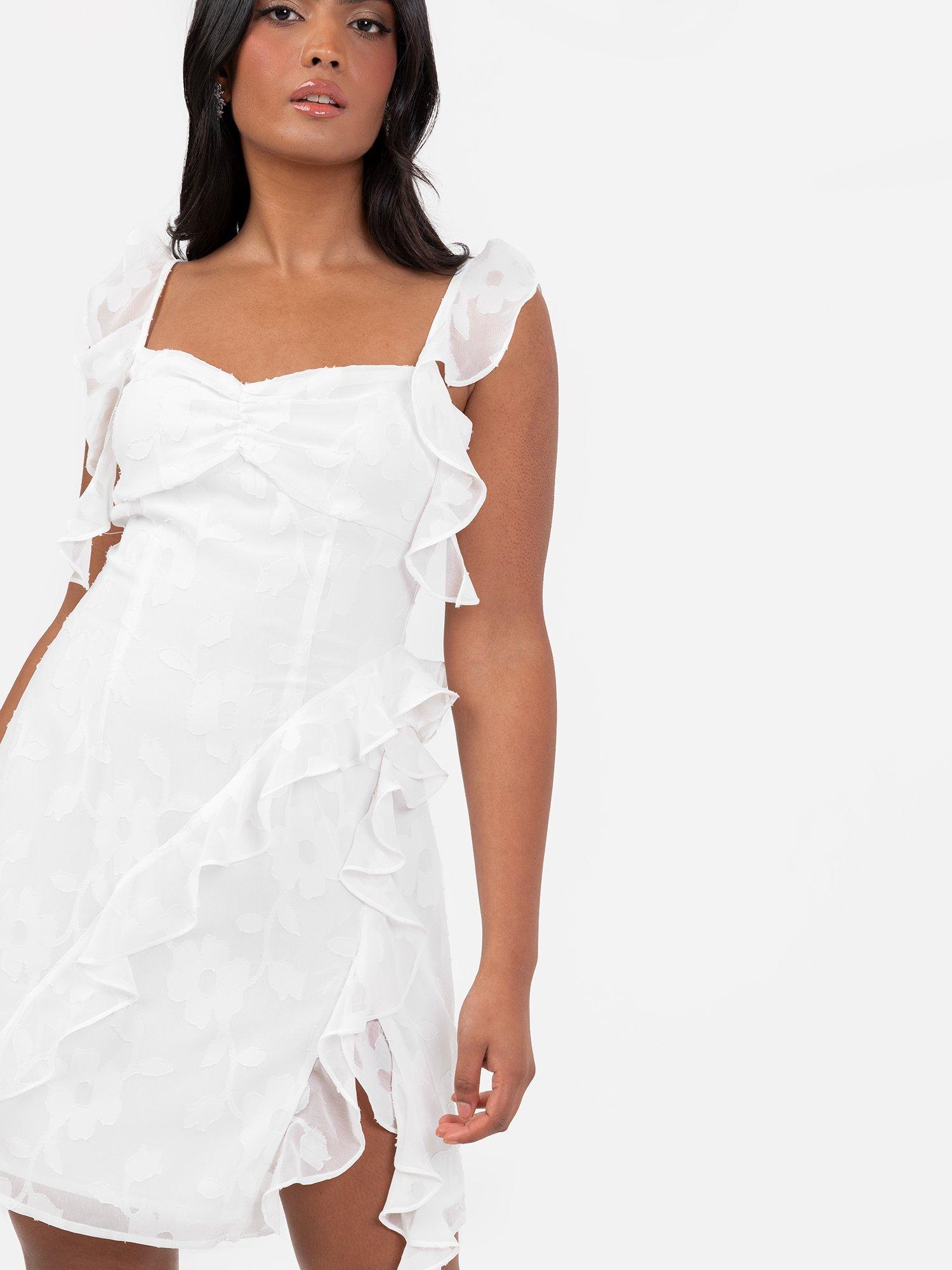 Product image 5 of 6, which shows Anaya With Love Floral Ruffle Cami Mini Dress, White, 6