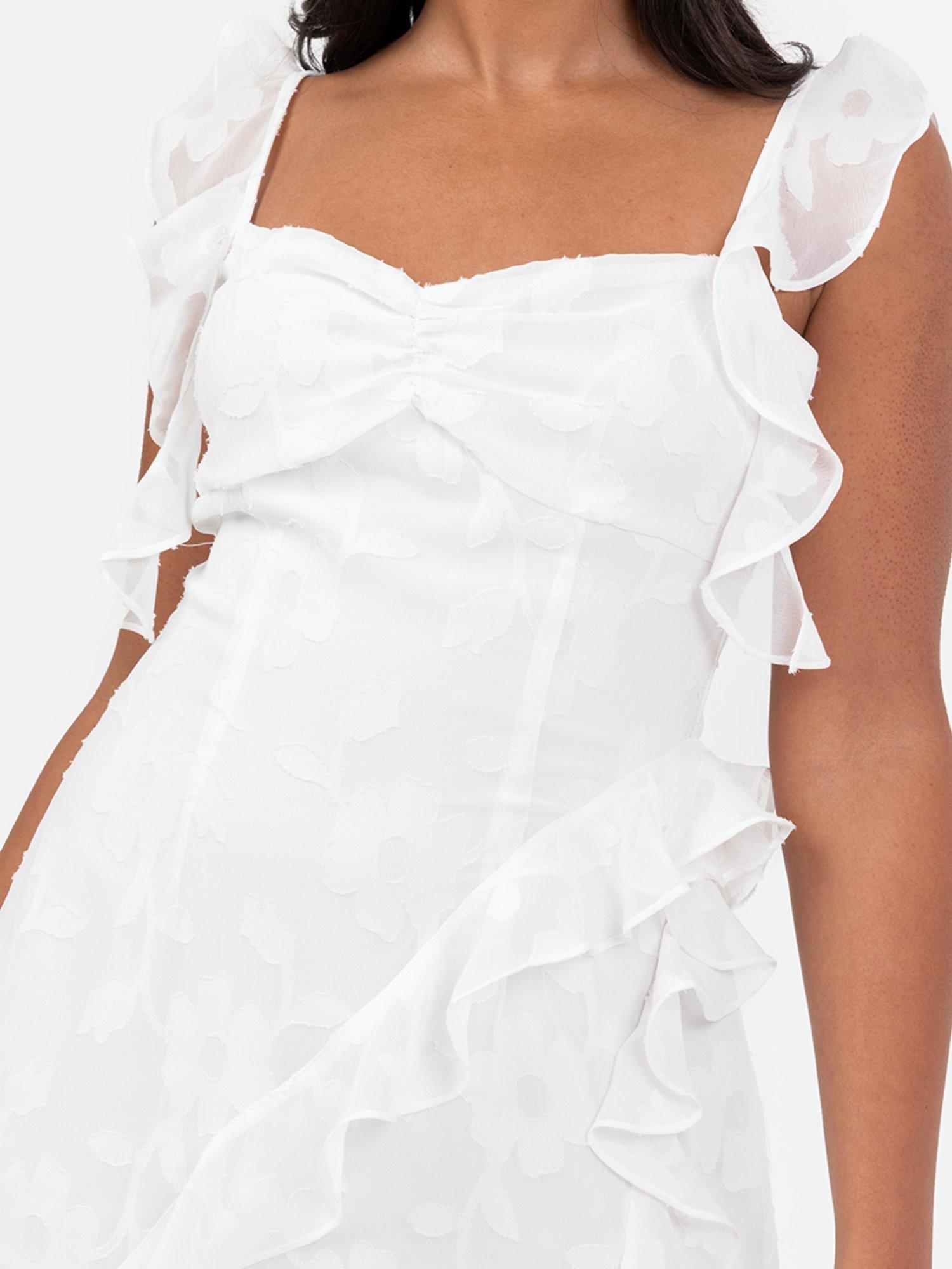 Product image 6 of 6, which shows Anaya With Love Floral Ruffle Cami Mini Dress, White, 6