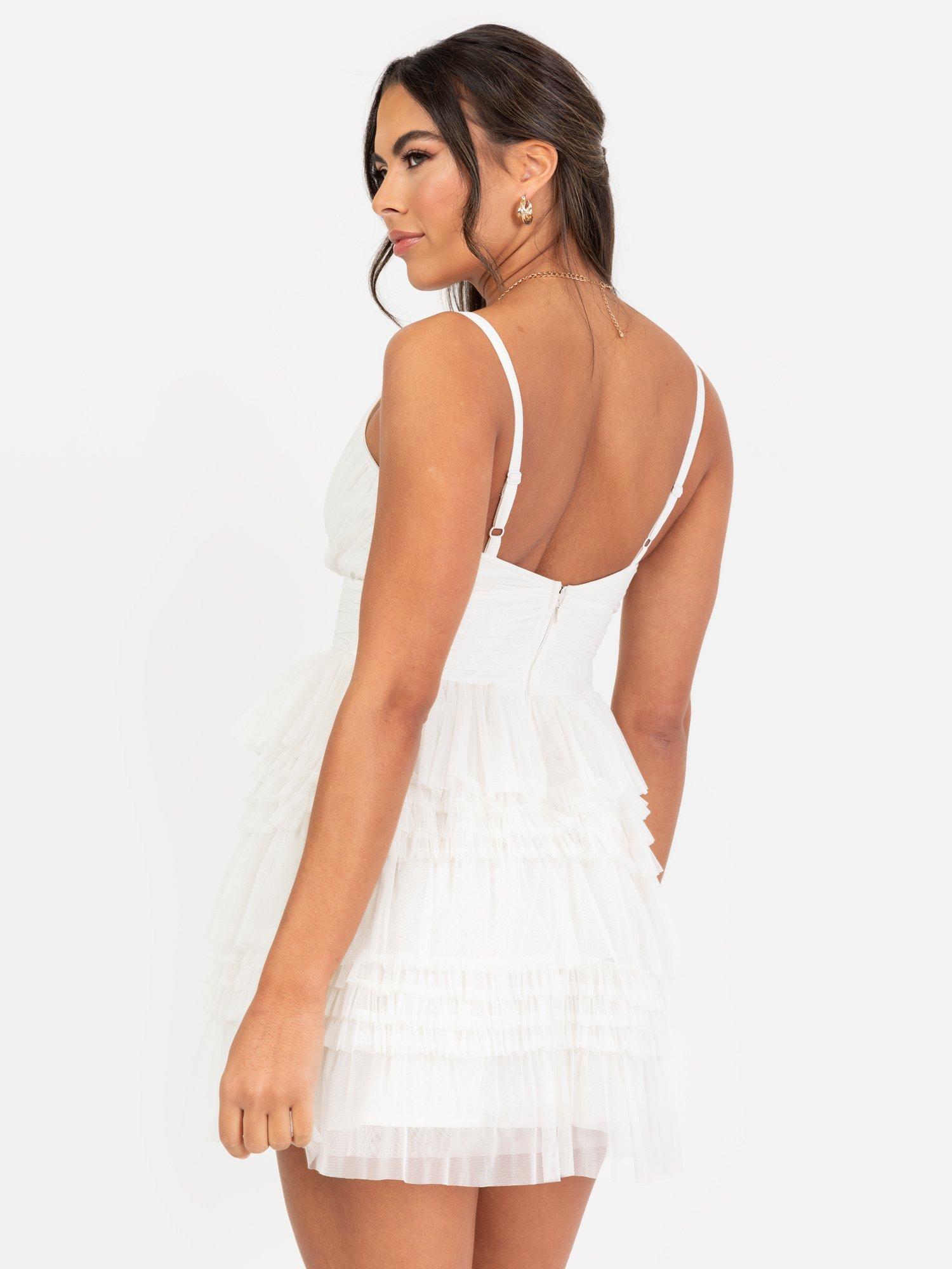 Product image 2 of 7, which shows Anaya With Love Ruffle Tulle Cami Mini Dress, White, 6