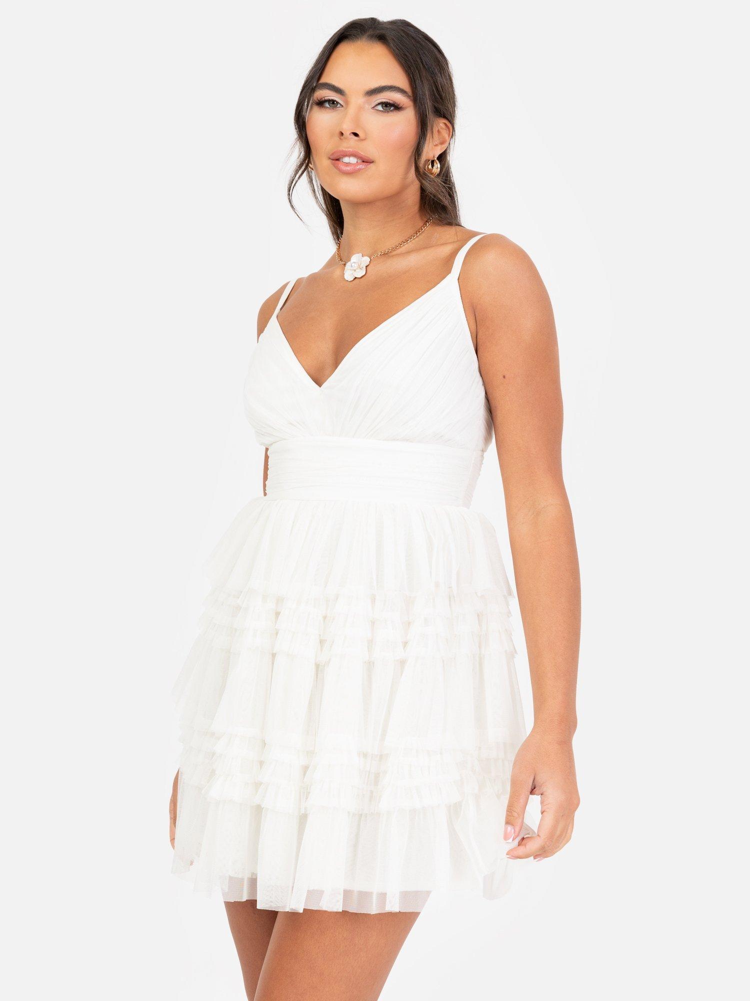 Product image 4 of 7, which shows Anaya With Love Ruffle Tulle Cami Mini Dress, White, 6