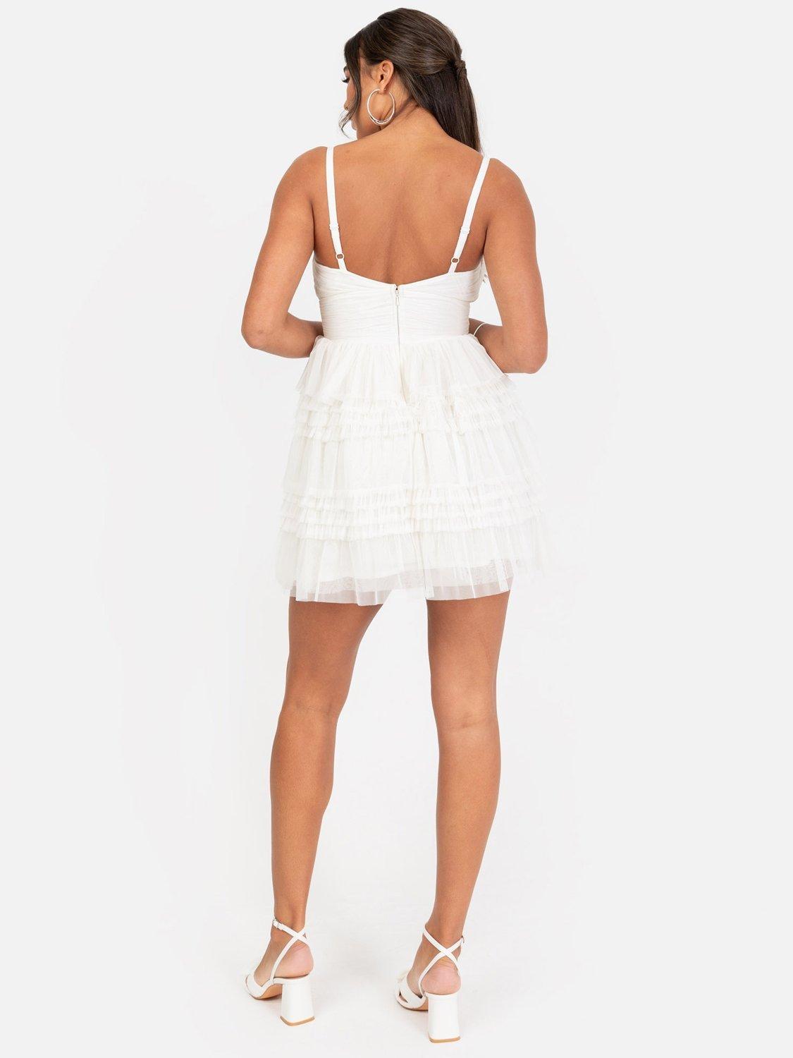 Product image 5 of 7, which shows Anaya With Love Ruffle Tulle Cami Mini Dress, White, 6