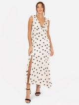 Reiss Dottie Polka Dot Midi Dress, Black/White
