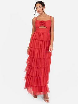 Anaya With Love Corsage Tiered Tulle Cami Maxi Dress, Red, Red