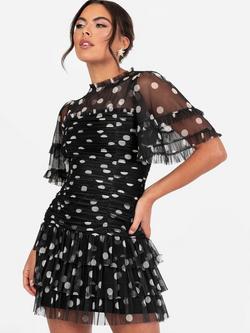 Anaya With Love Polka Dot High Neck Tulle Mini Dress, Black/White - view 2, Black/White