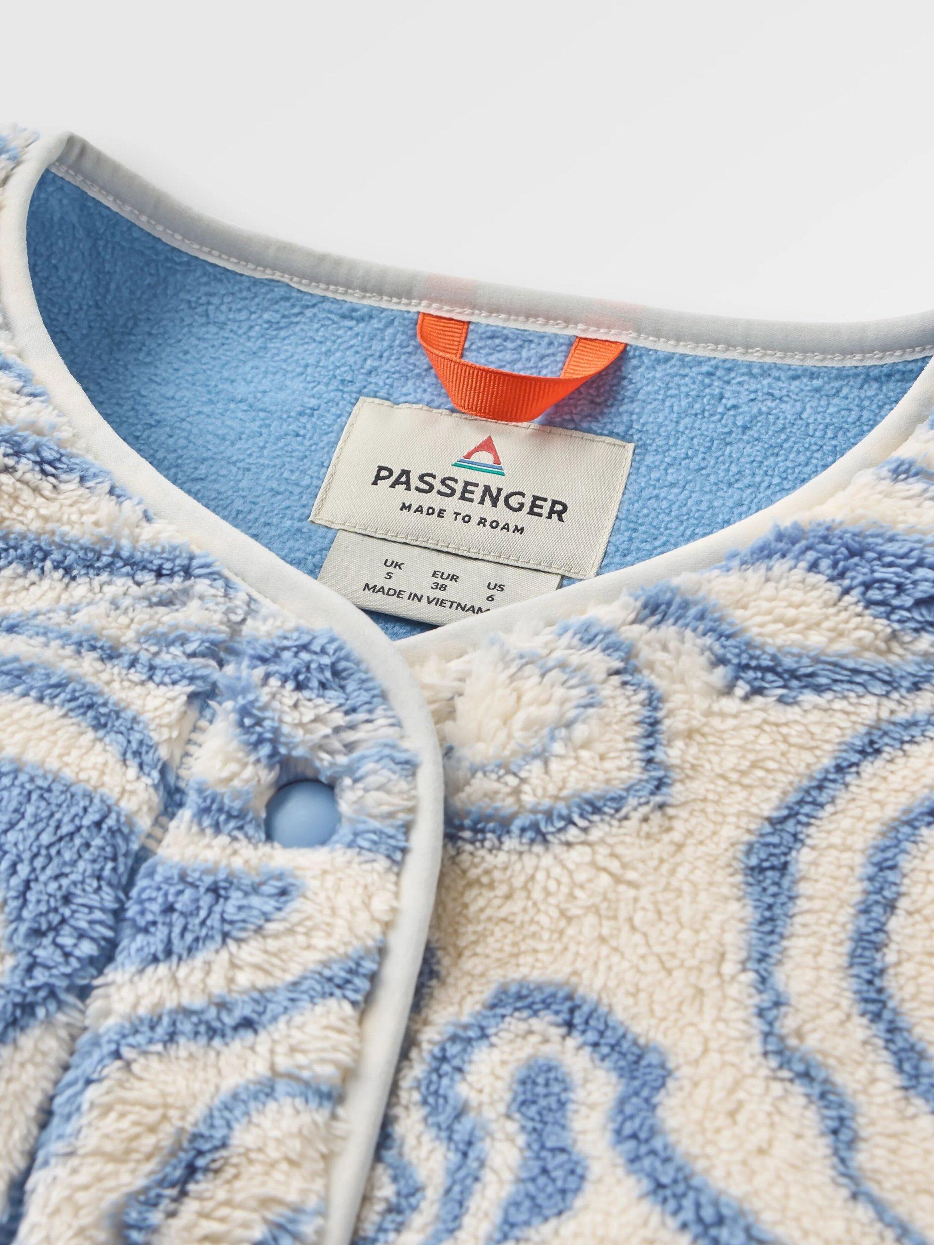 Product image 5 of 10, which shows Passenger Iris Collarless Fleece, Cream/Blue, M
