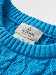 Passenger Homely Short Sleeve Cotton Blend Cable Knit Jumper, Blue