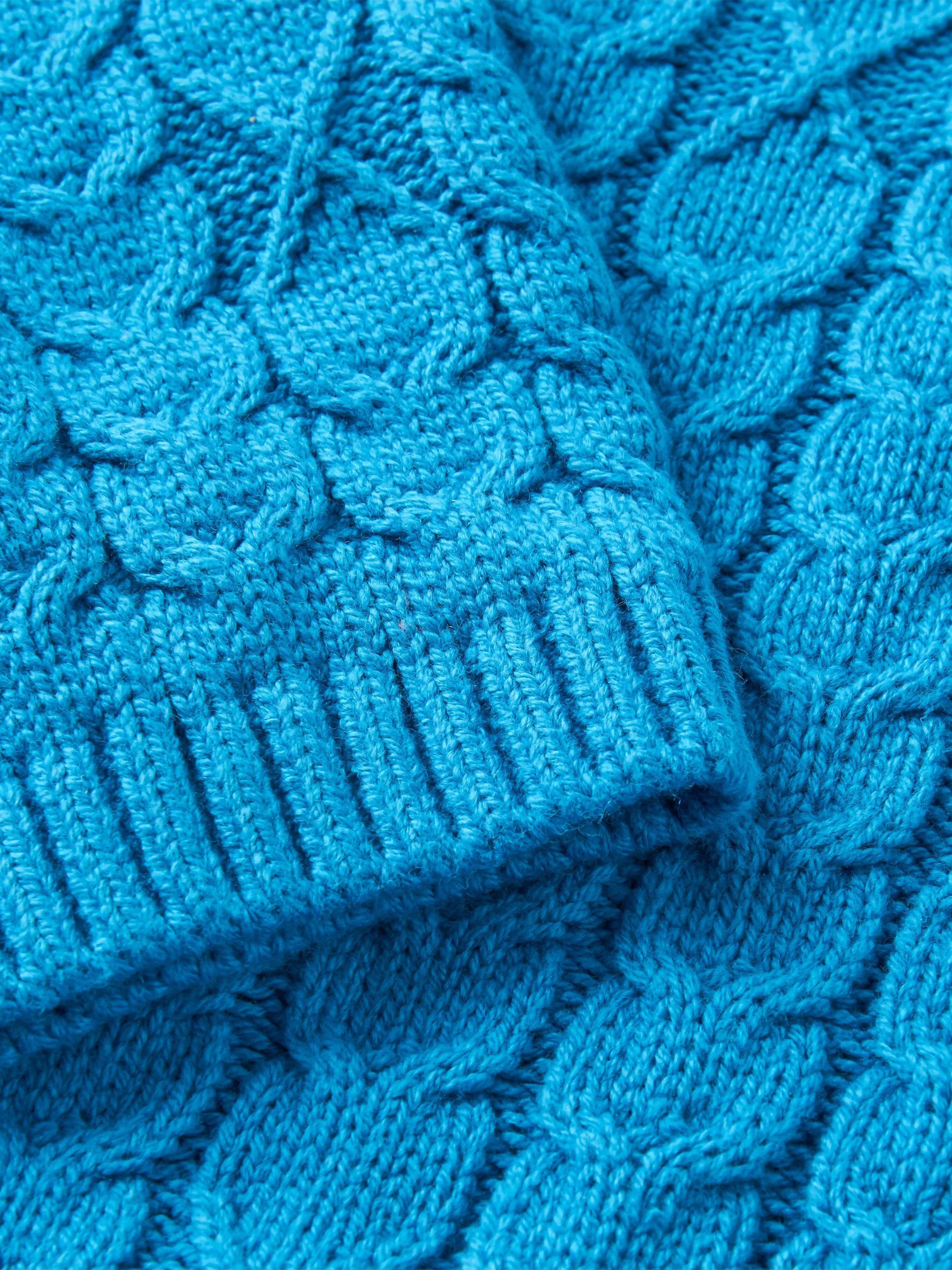Product image 3 of 4, which shows Passenger Homely Short Sleeve Cotton Blend Cable Knit Jumper, Blue, XS