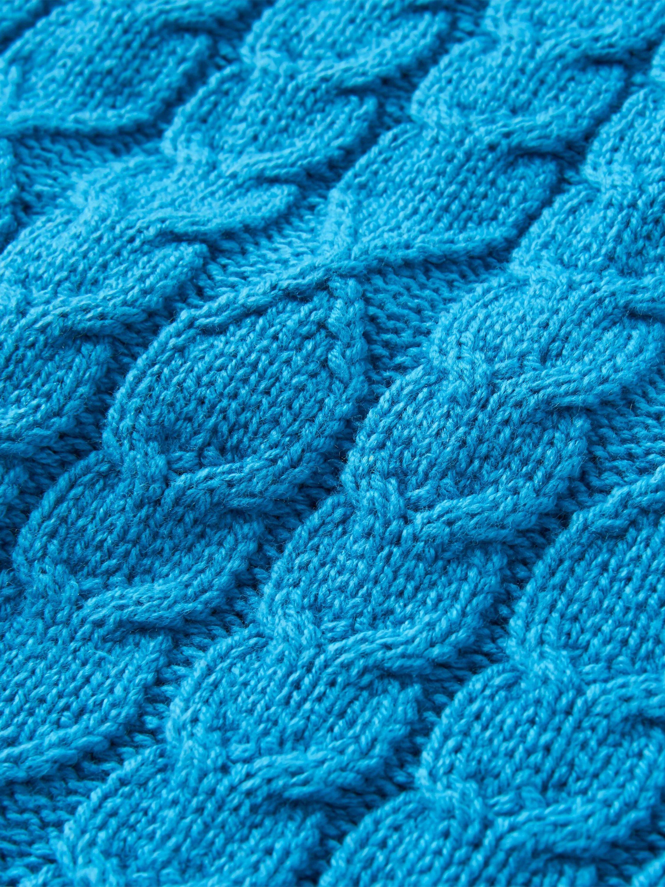 Product image 4 of 4, which shows Passenger Homely Short Sleeve Cotton Blend Cable Knit Jumper, Blue, XS