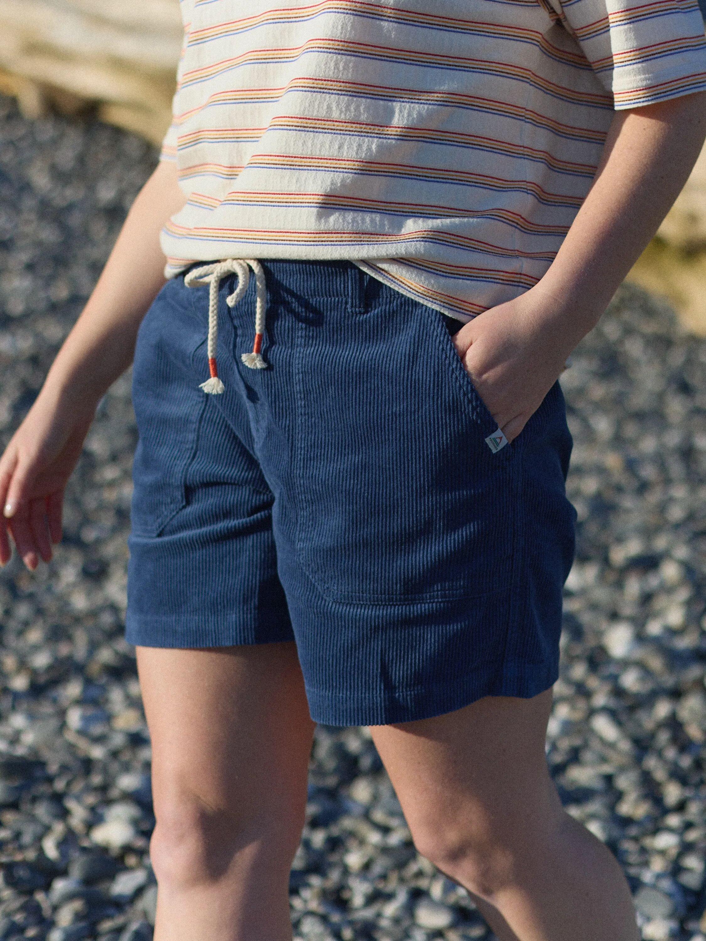 Product image 1 of 7, which shows Passenger Avian Corduroy Shorts, Blue, XS
