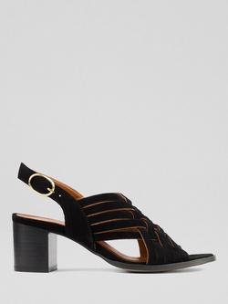 L.K.Bennett Kacey Suede Block Heel Strappy Sandals, Black