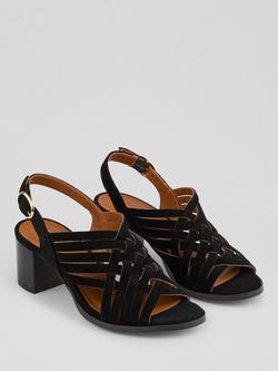 L.K.Bennett Kacey Suede Block Heel Strappy Sandals - view 2, Black