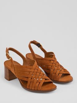 L.K.Bennett Kacey Suede Block Heel Strappy Sandals - view 2, Tan