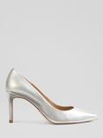 L.K.Bennett Floret Leather Pointed Toe Court Shoes, Silver