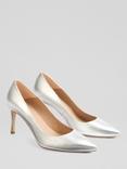 L.K.Bennett Floret Leather Pointed Toe Court Shoes, Silver