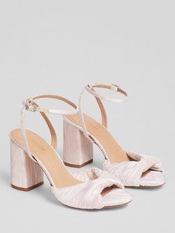 L.K.Bennett Lilith Twist Front Block Heel Sandals, Champagne - view 2, Champagne